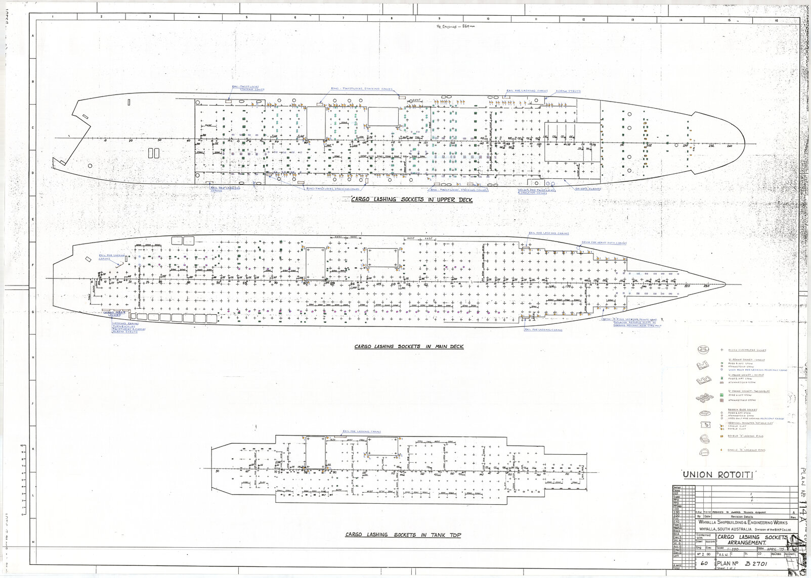 Union Rotoiti, cargo lashing sockets arrangement