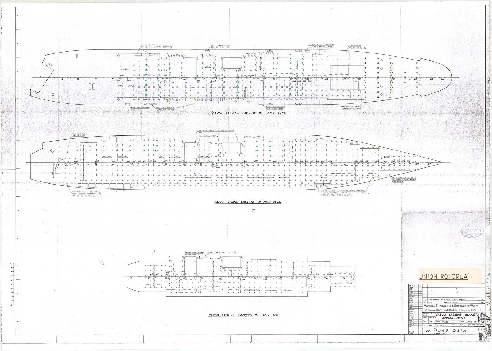Union Rotorua, cargo lashing sockets arrangement