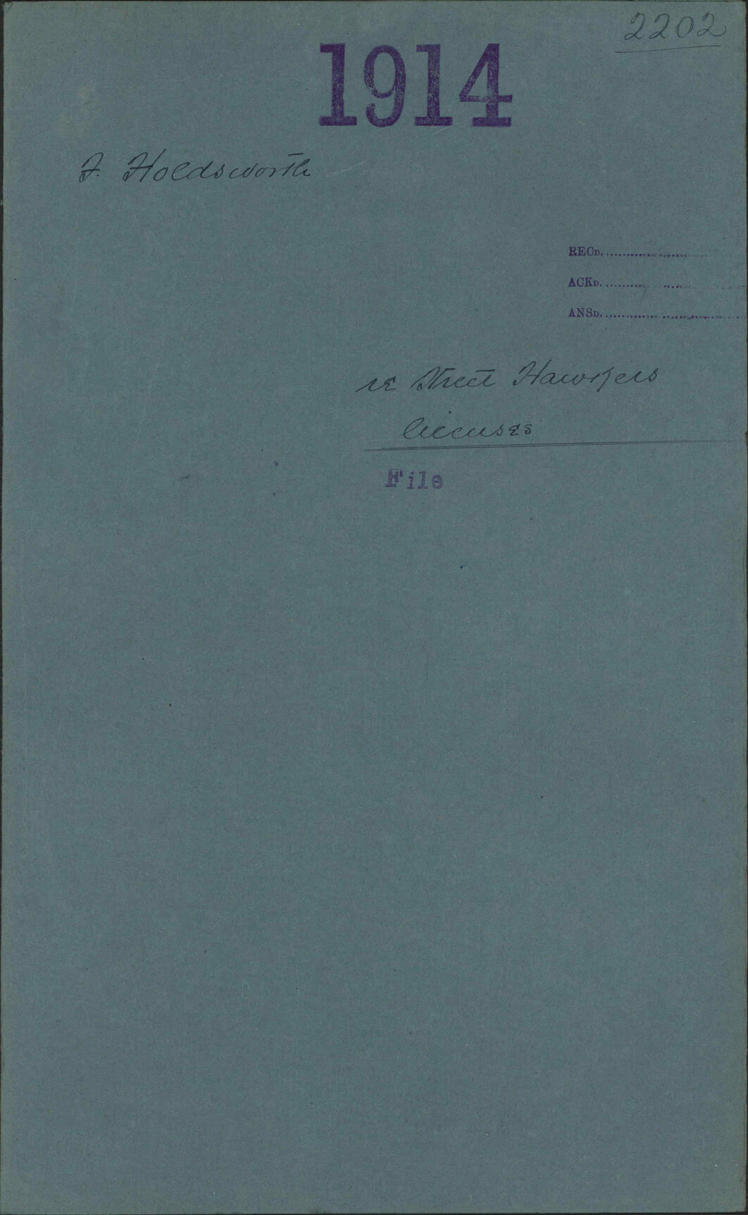 Re Street Hawkers licenses - F Holdsworth