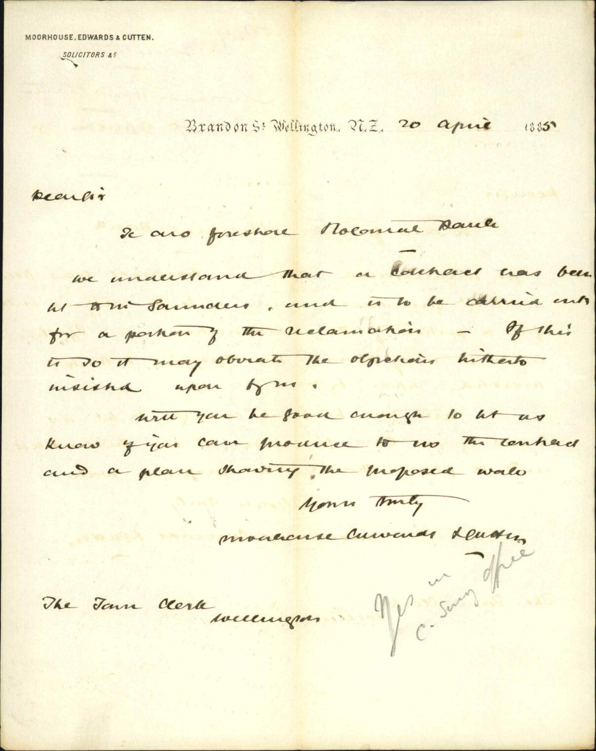 Te Aro Foreshore and Colonial Bank - Moorhouse, Edwards and Cutten