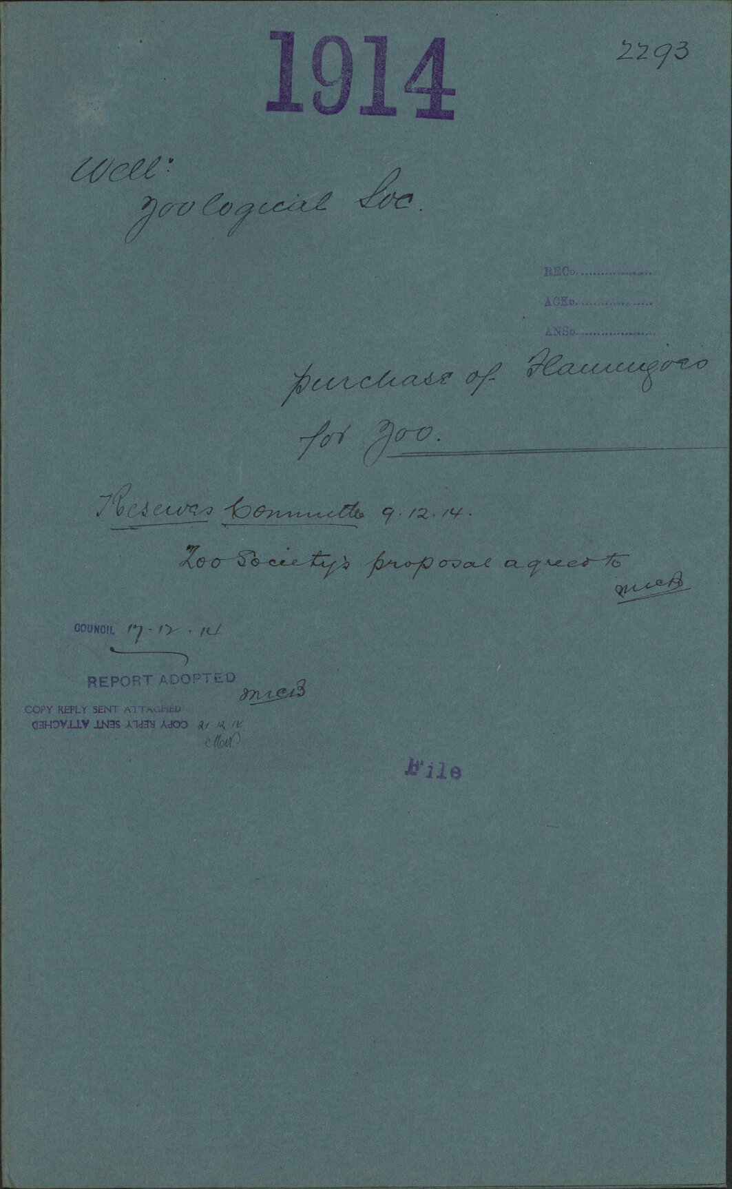 Purchase of flamingo for Zoo - Wellington Zoological Society