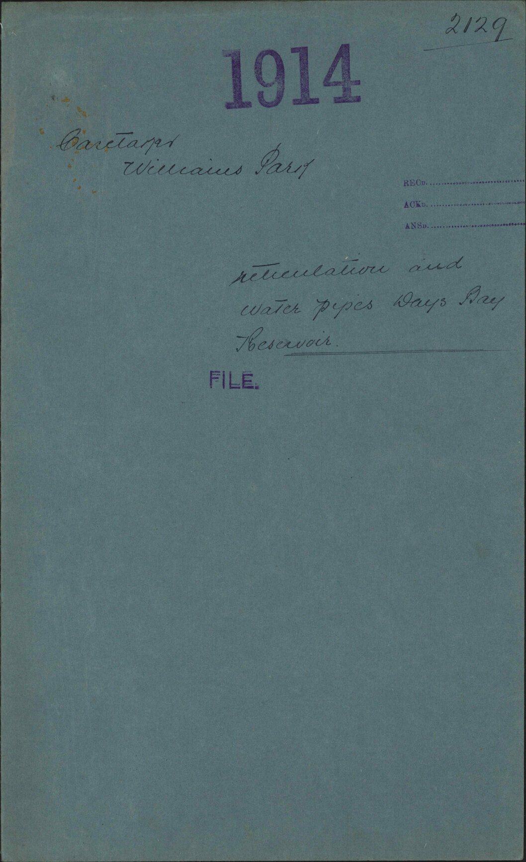 Reticulation and water pipes, Days Bay Reservoir - Caretaker, Williams Park