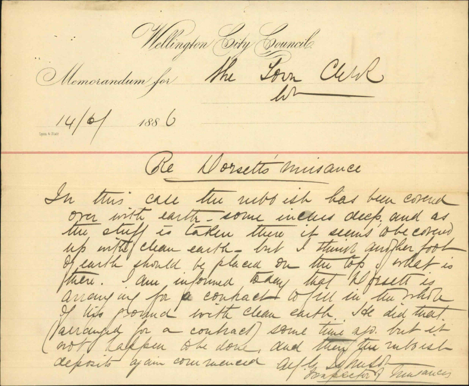 Nuisance at A Dorset's - Inspector of Nuisances
