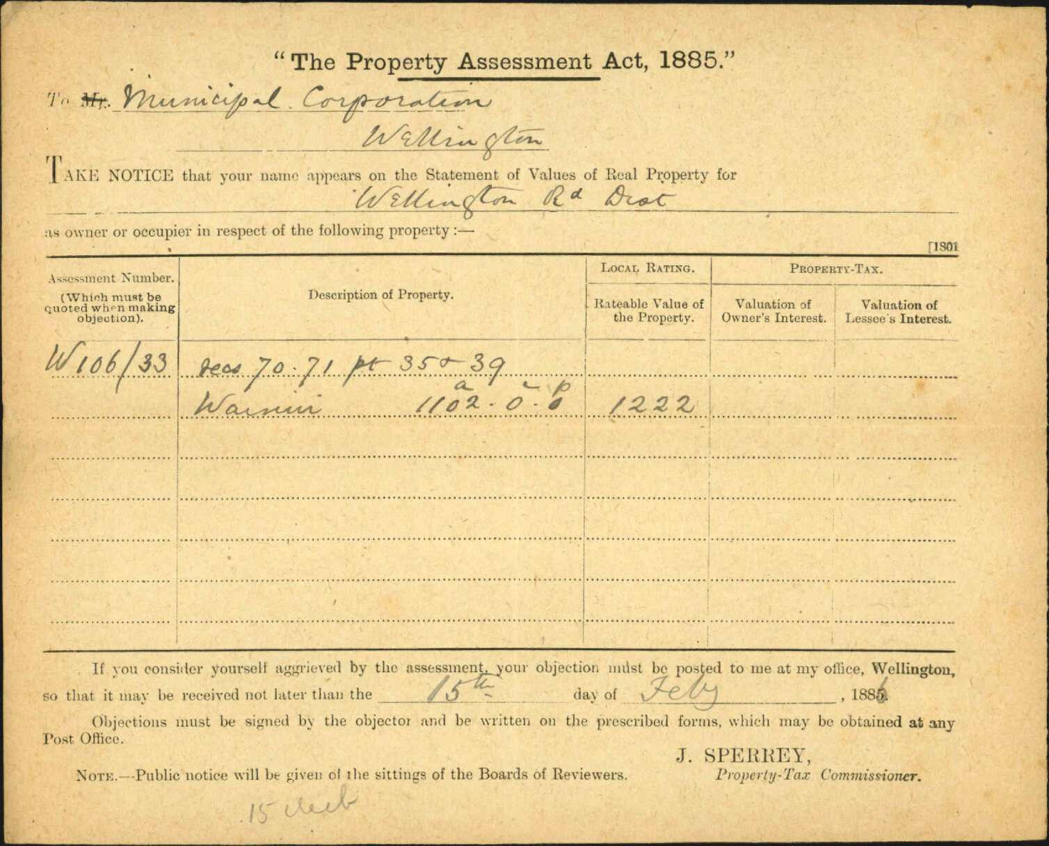 Valuation of properties - Property Tax Department