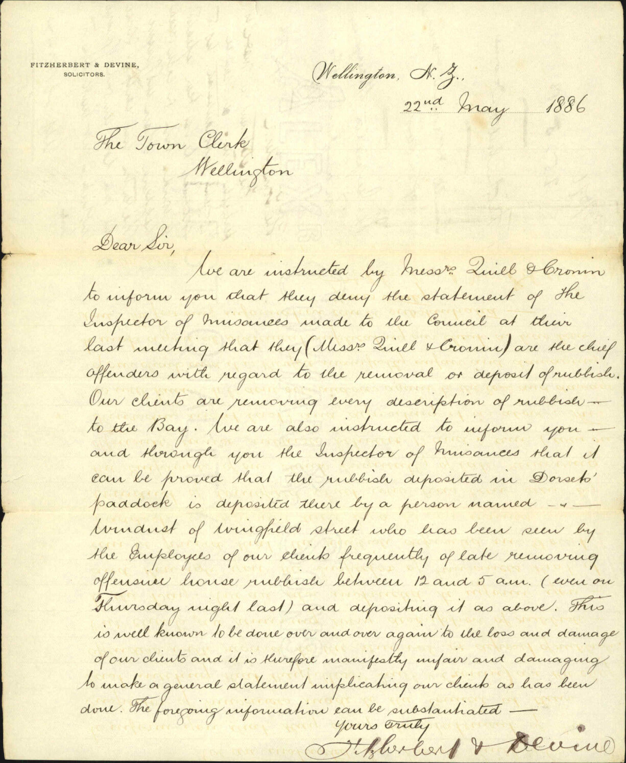 Quill and Cronin, removal of rubbish - Fitzherbert and Devine