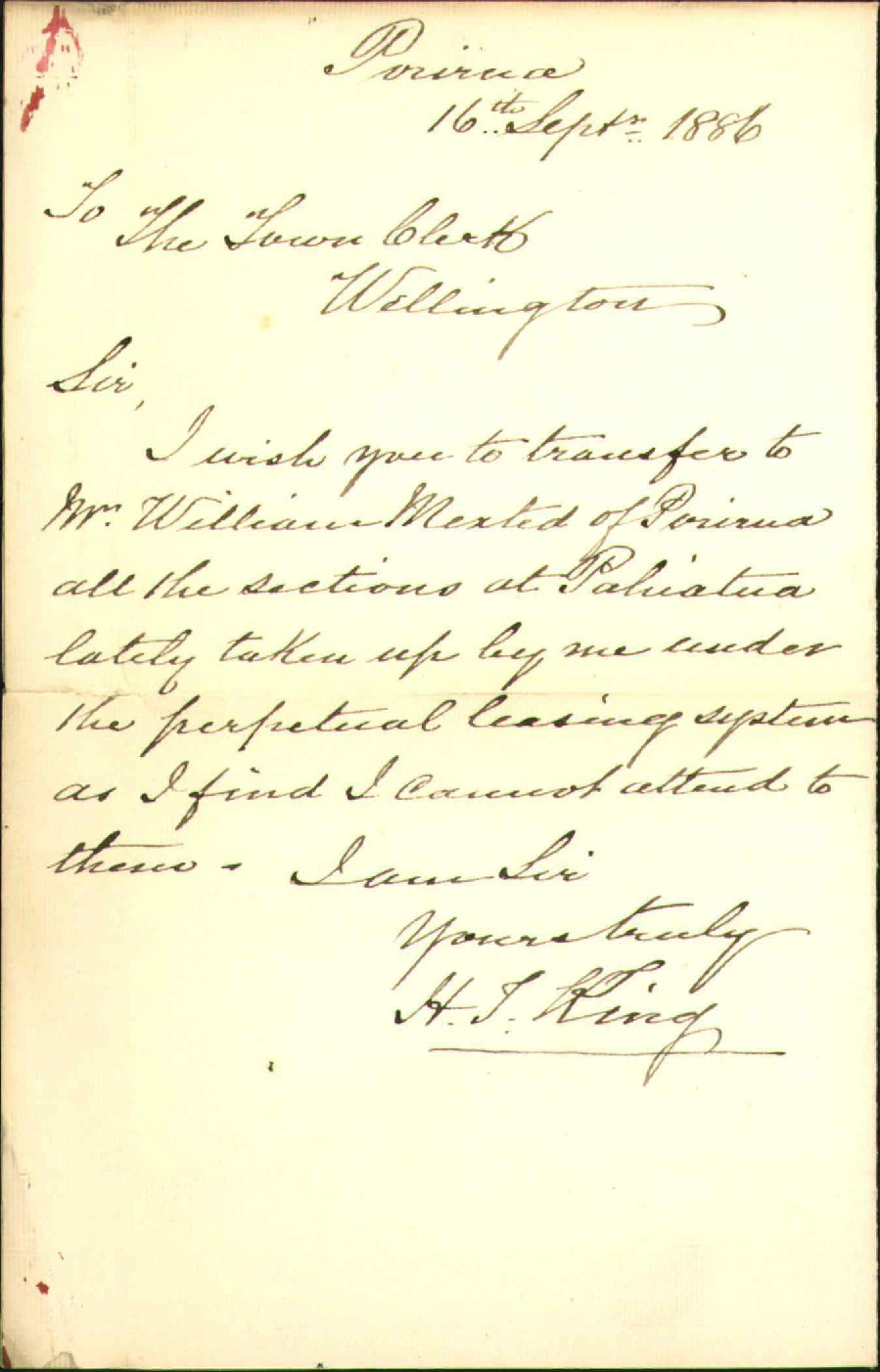 Proposed transfer of Mangahao leases - William King