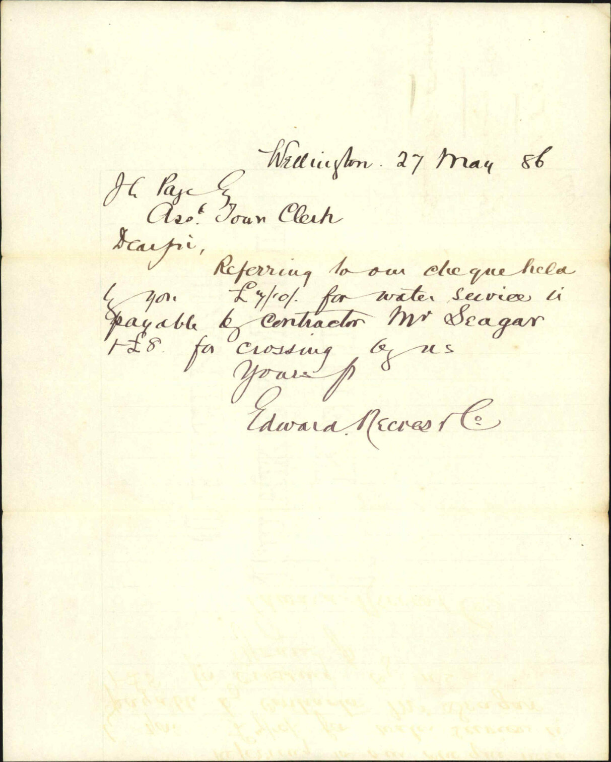 Crossing and Water Service - Edward Reeves and Co