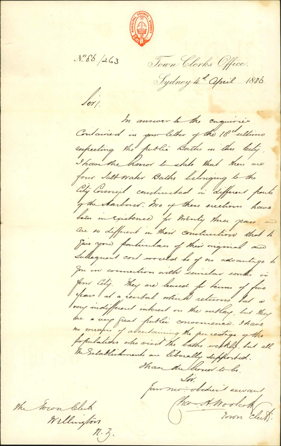 Public baths - Town Clerk Sydney