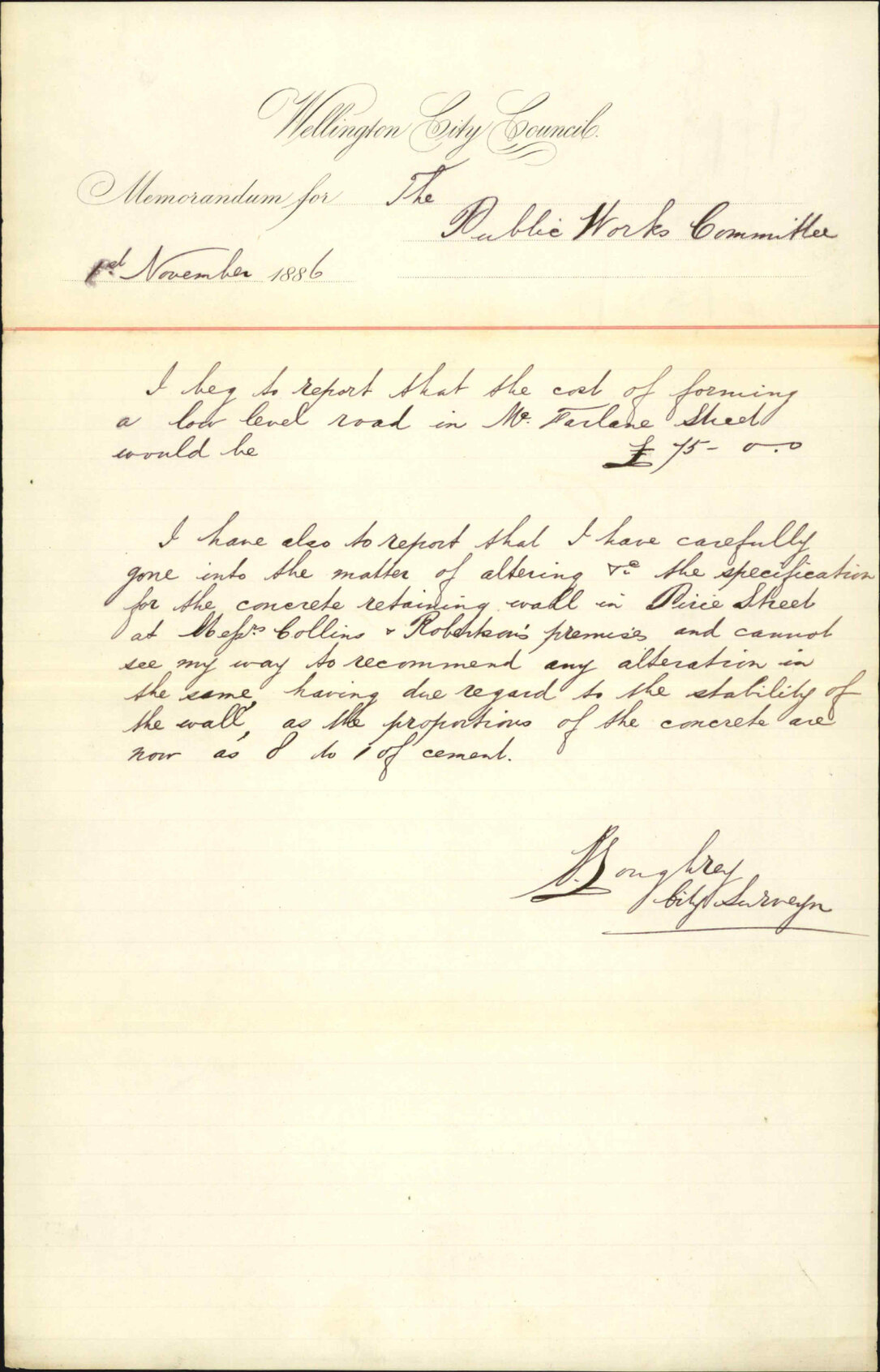 McFarlane Street, Pirie Street, Retaining Wall - City Surveyor