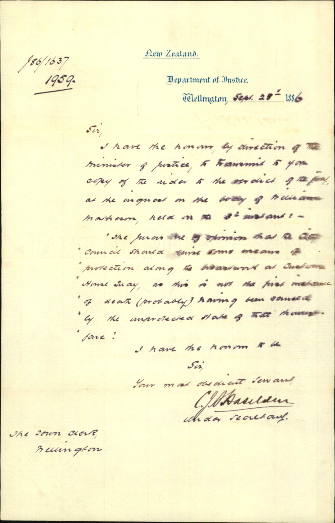 Inquest on the body of William Matheson - Department of Justice