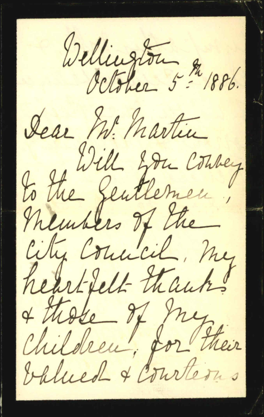Thanks for sympathy of Council - Mrs Brandon