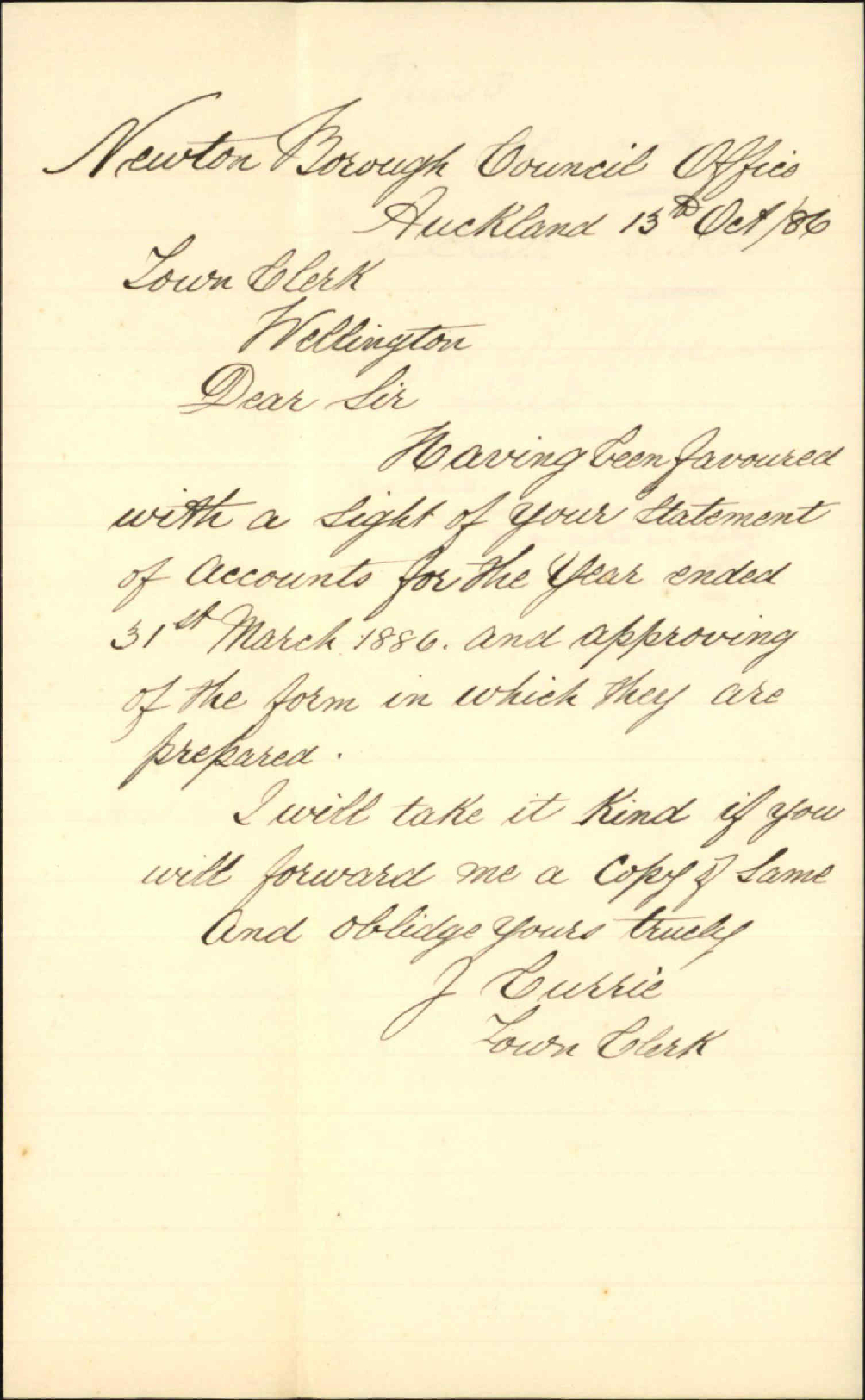 Asking for copy of balance sheet - Town Clerk Newtown