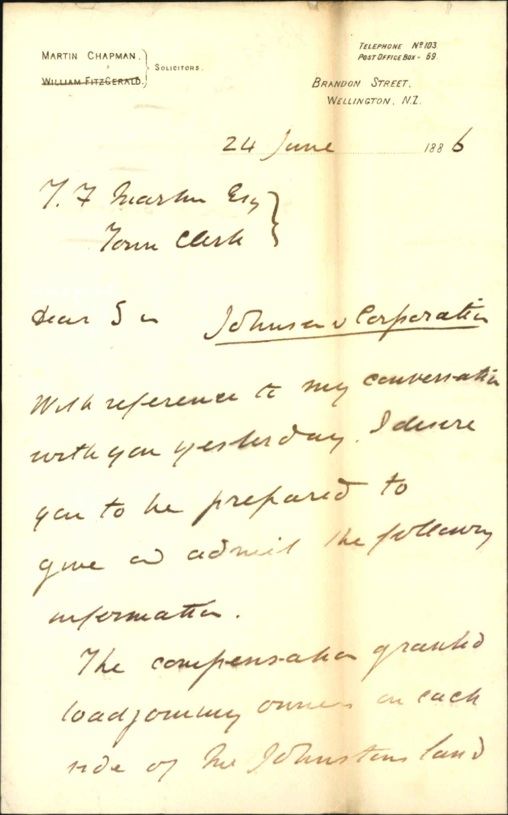 Johnson v Corporation - M Chapman