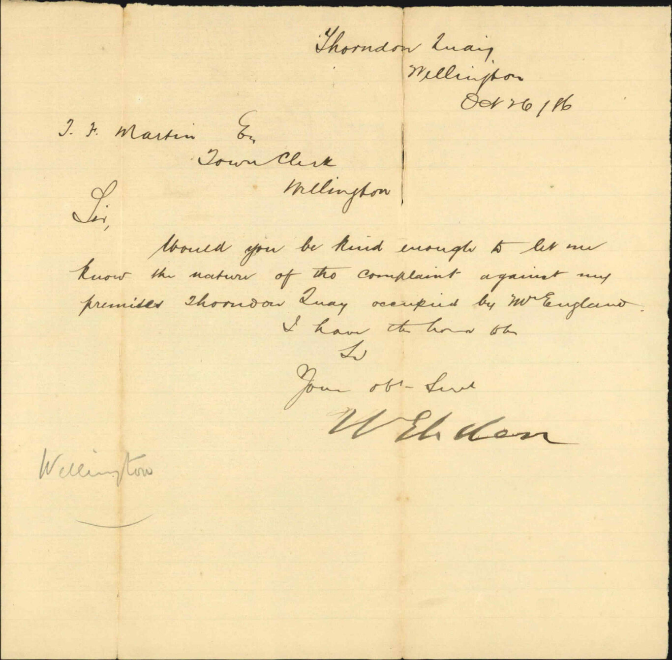 Nuisance at his premises, Thorndon Quay