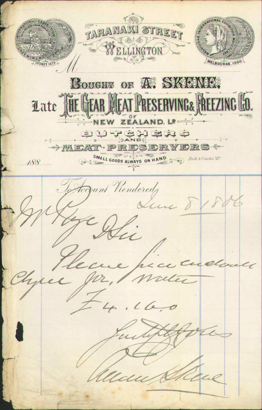 Enclosing cheque for water account - Allan Skene