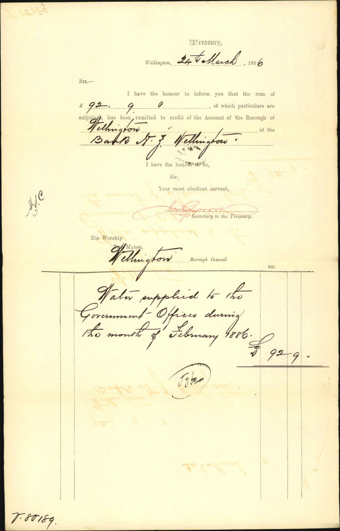 Advising payment of accounts - Treasury