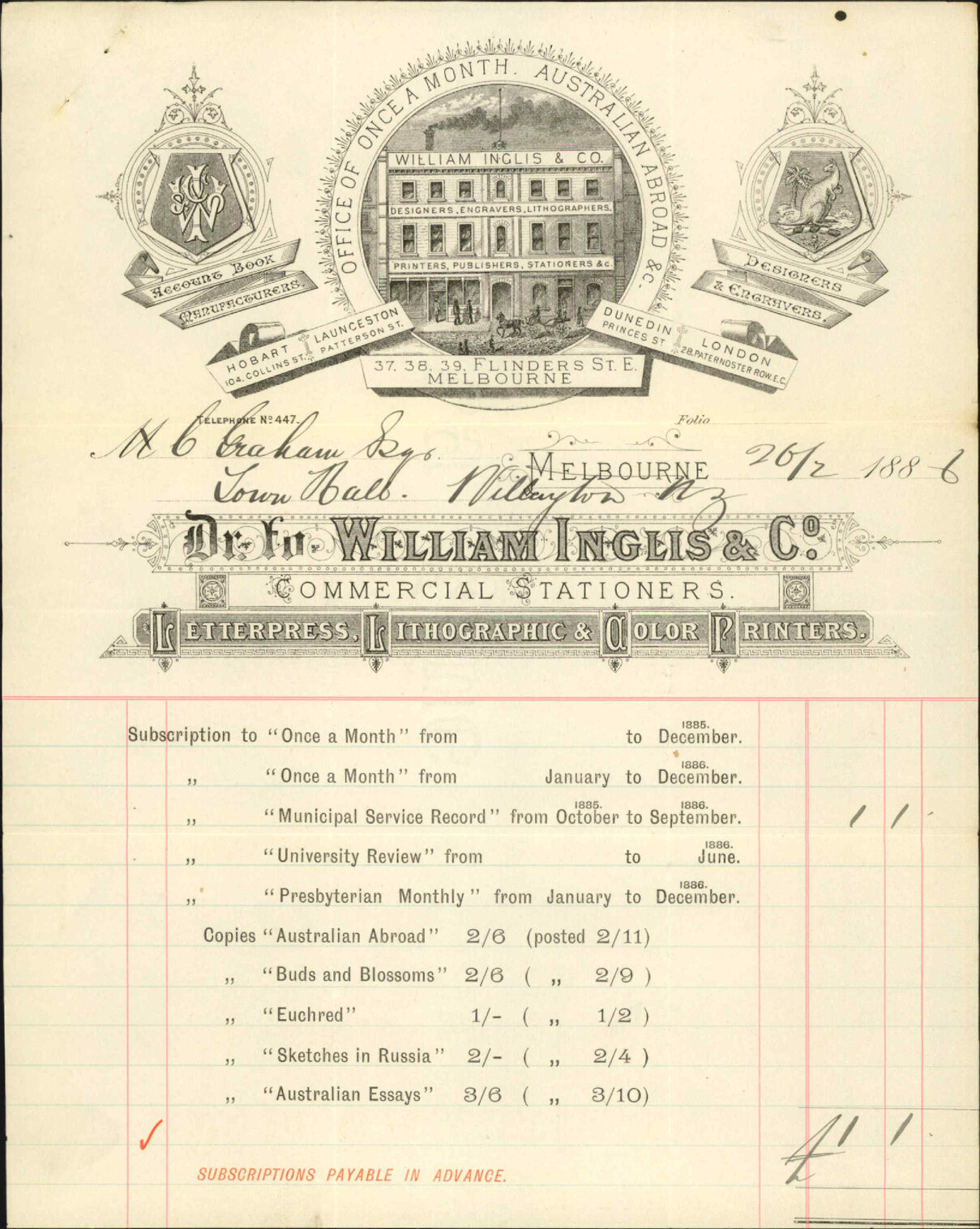 Municipal Service Record - William Inglis and Co