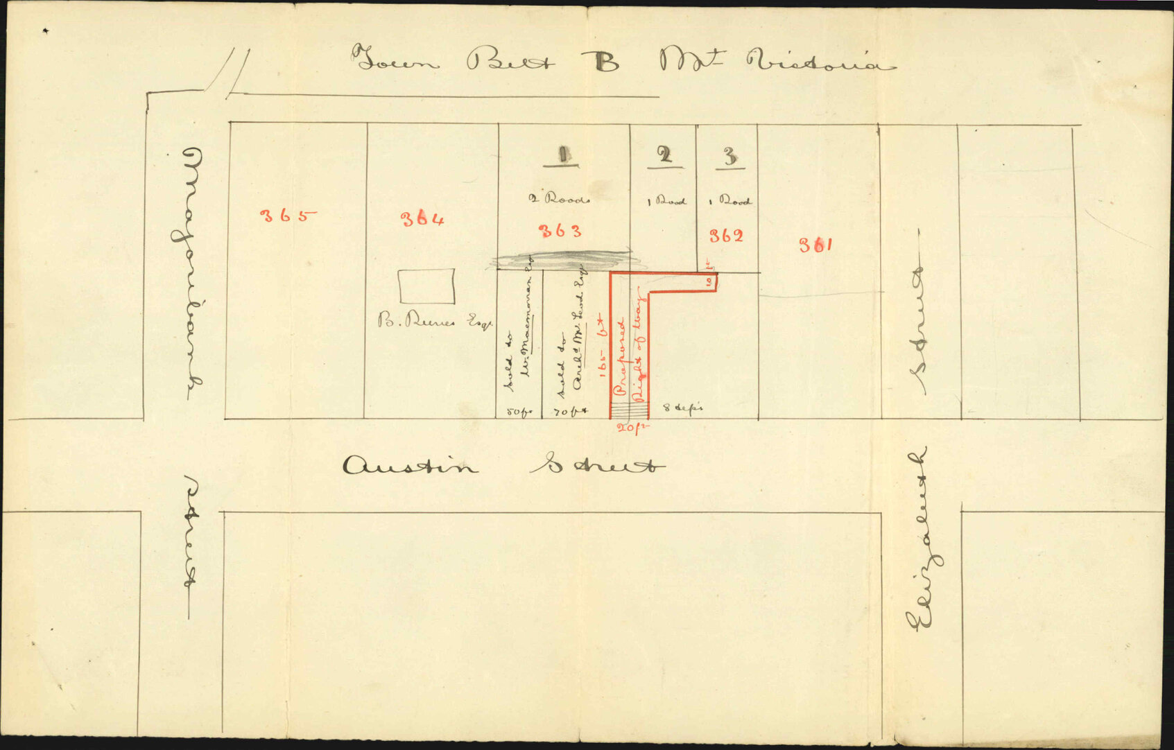 Enclosing cheque regarding right of way off Austin Street - Edward Reeves