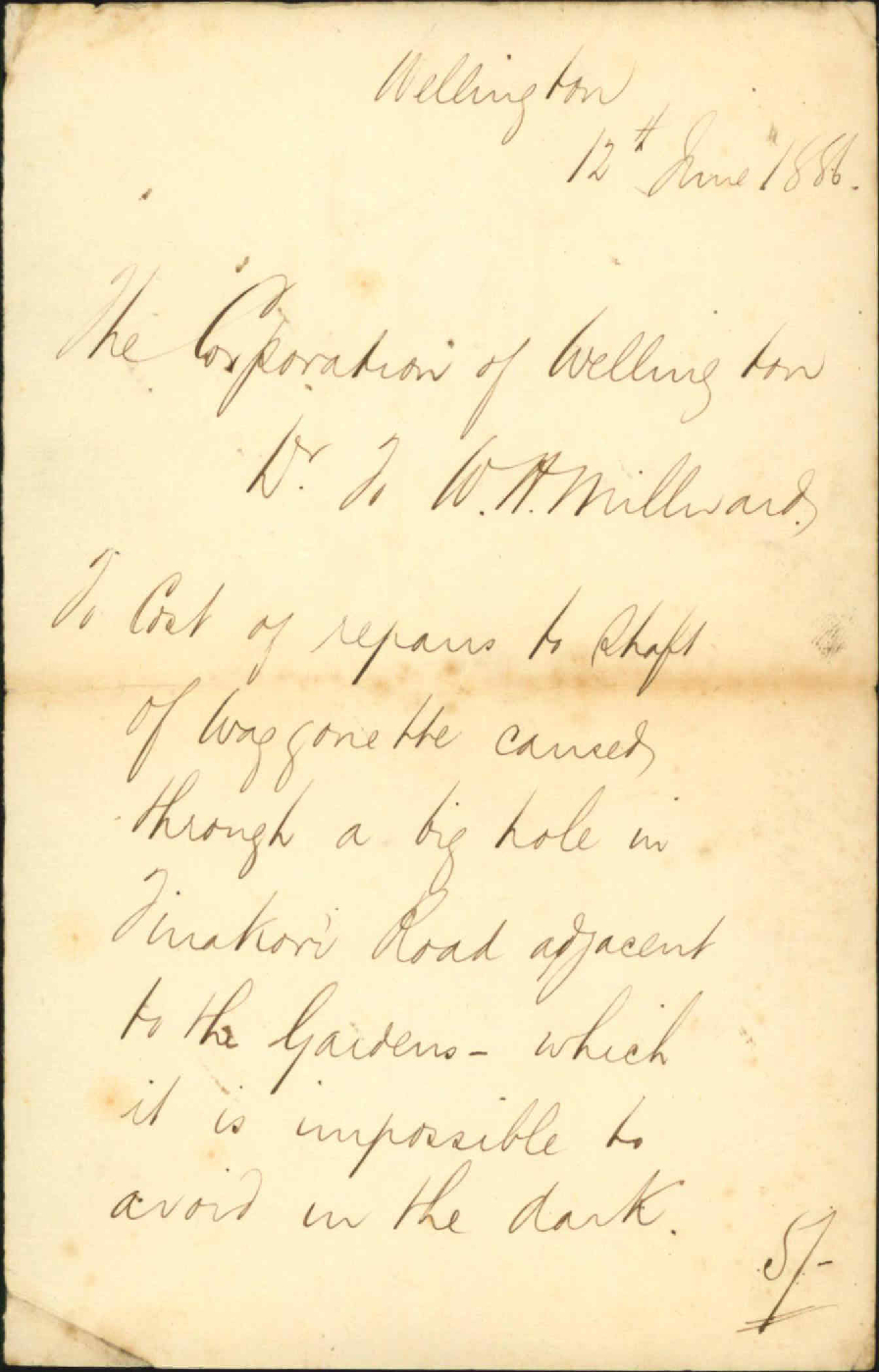 Claim for cost of shaft of wagonette broken - W H Millward
