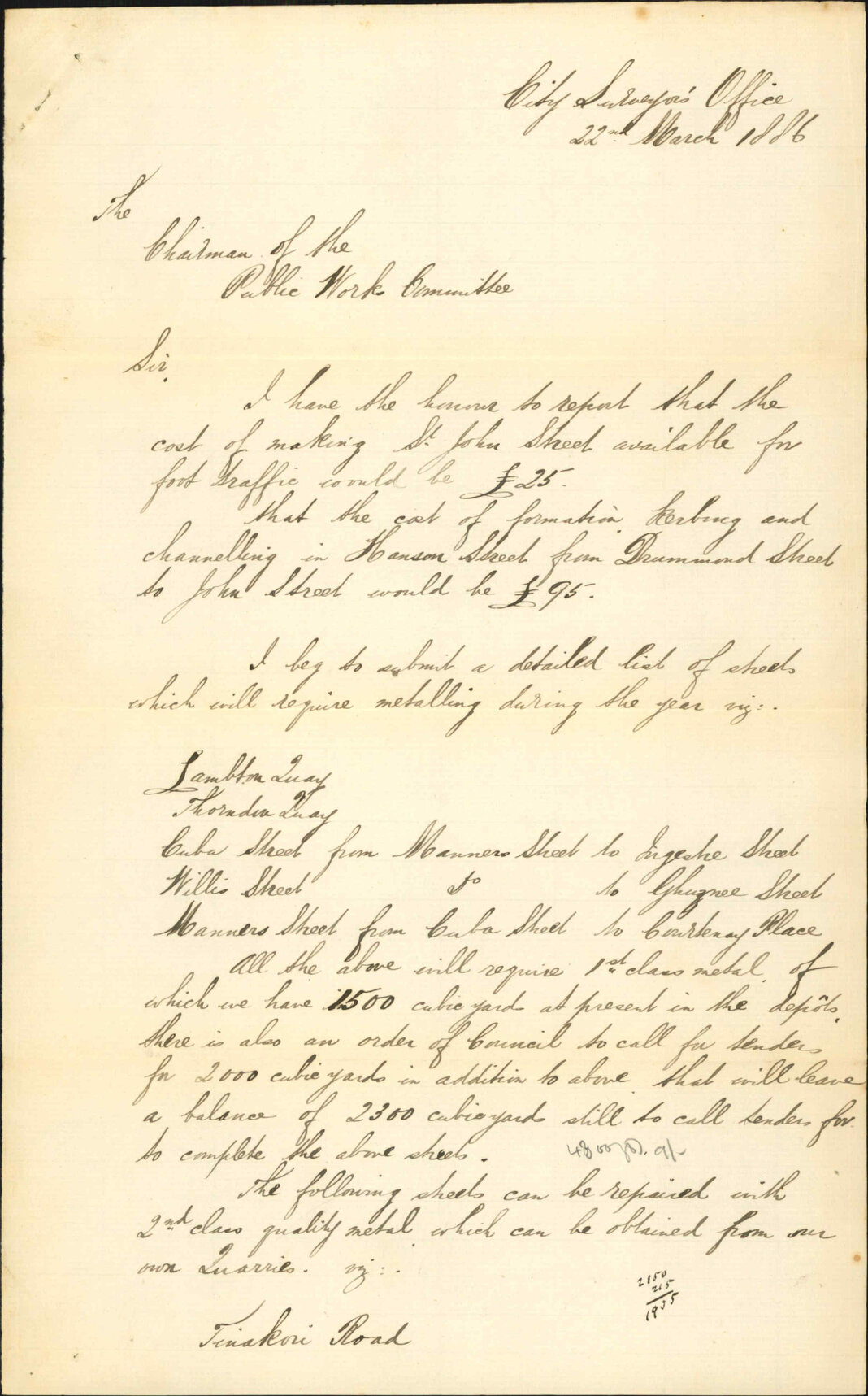 St John Street, Hanson Street, metalling - City Surveyor
