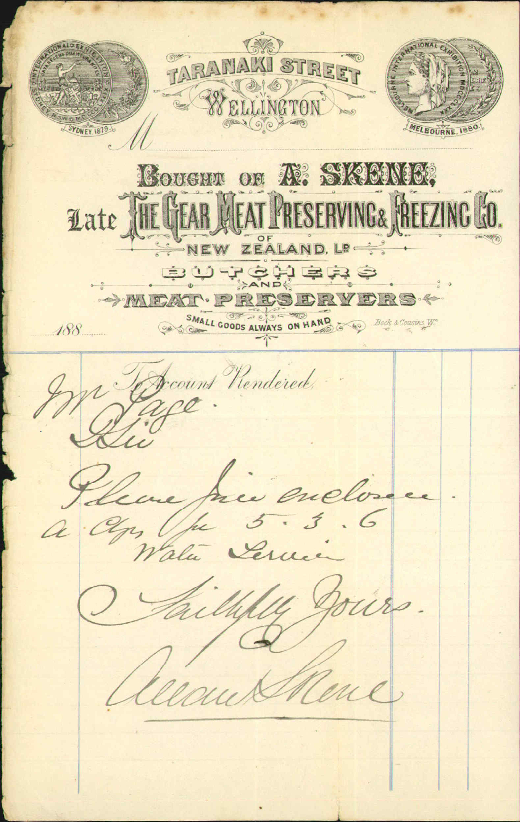 With cheque for water service - A Skene