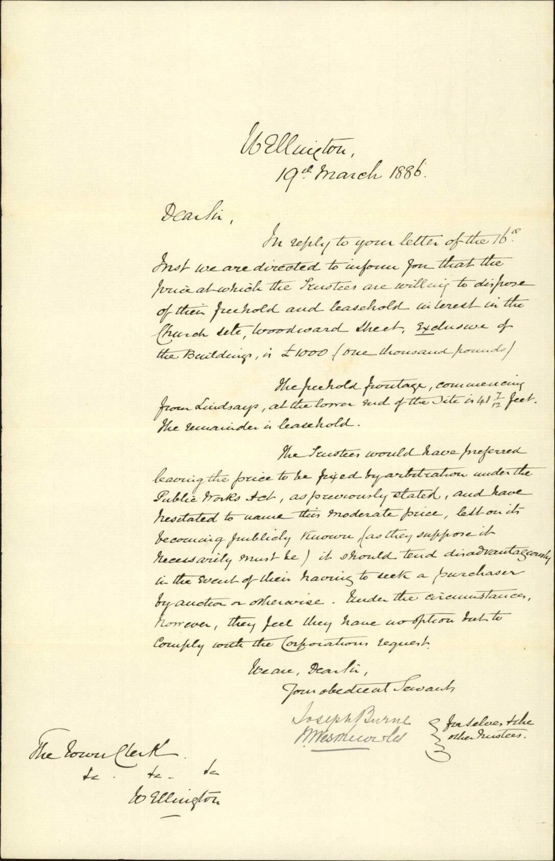 As to all of their property in Woodward Street - Trustees Congregational Church