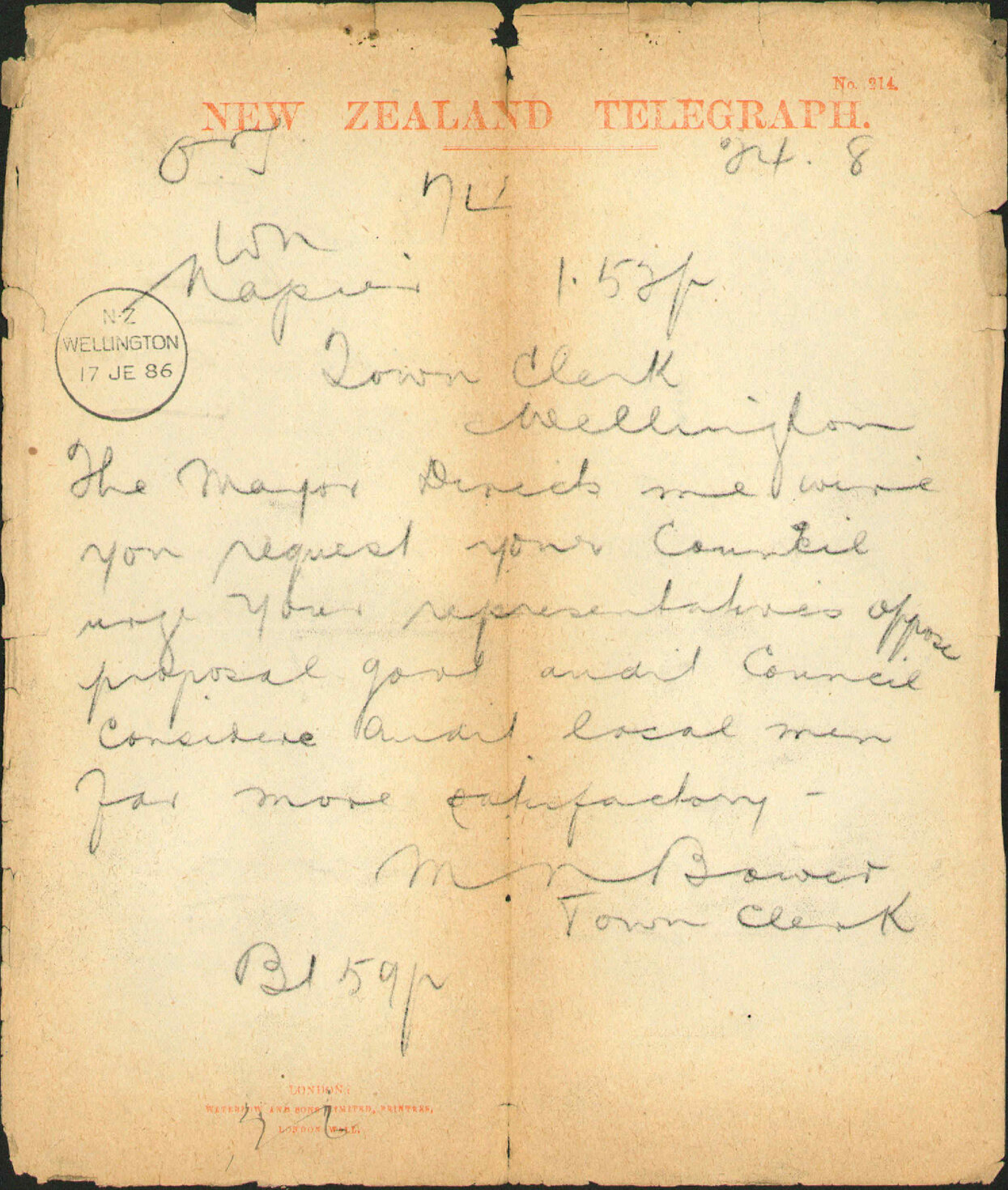 Election of Auditors - Town Clerk Napier