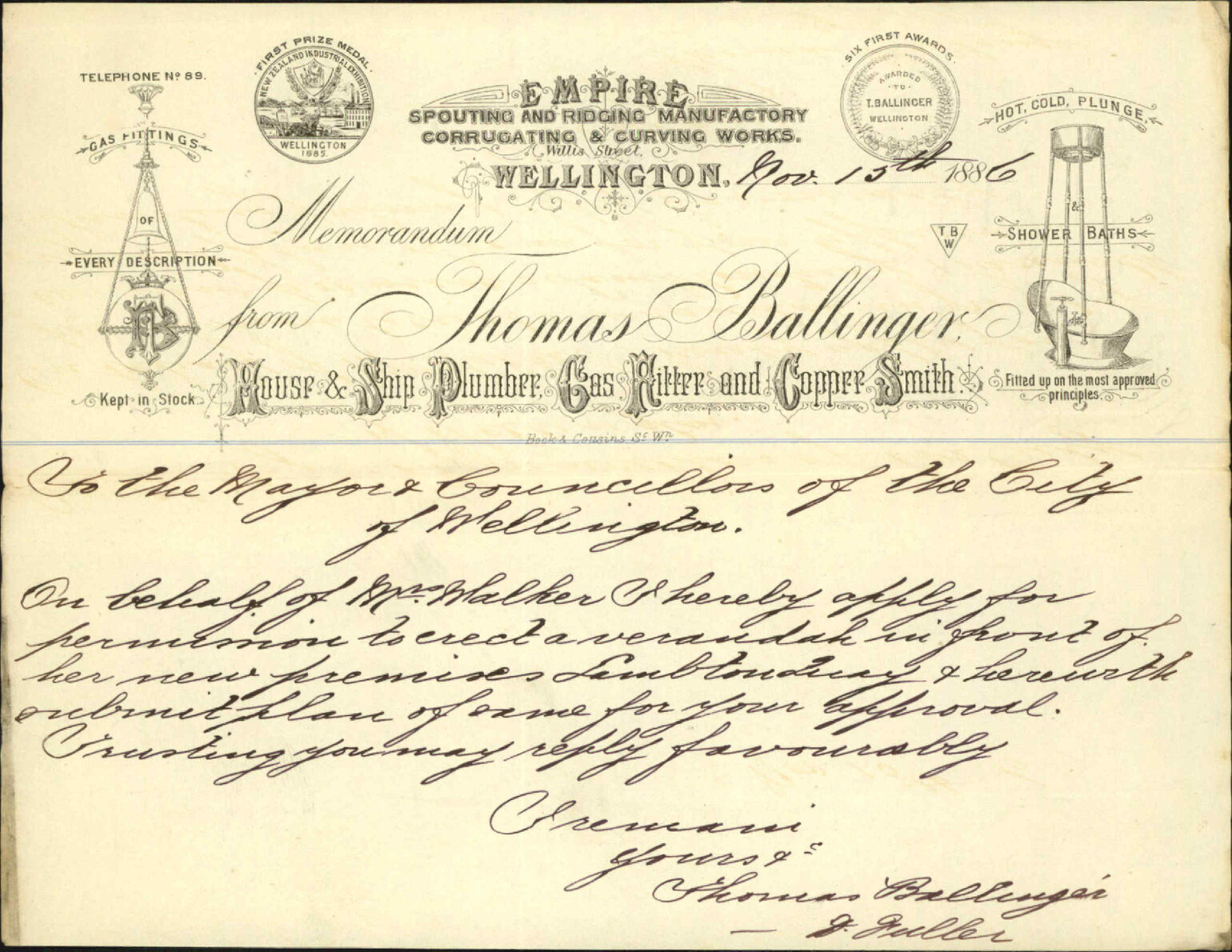 Application regarding verandah Lambton Quay - Thomas Ballinger