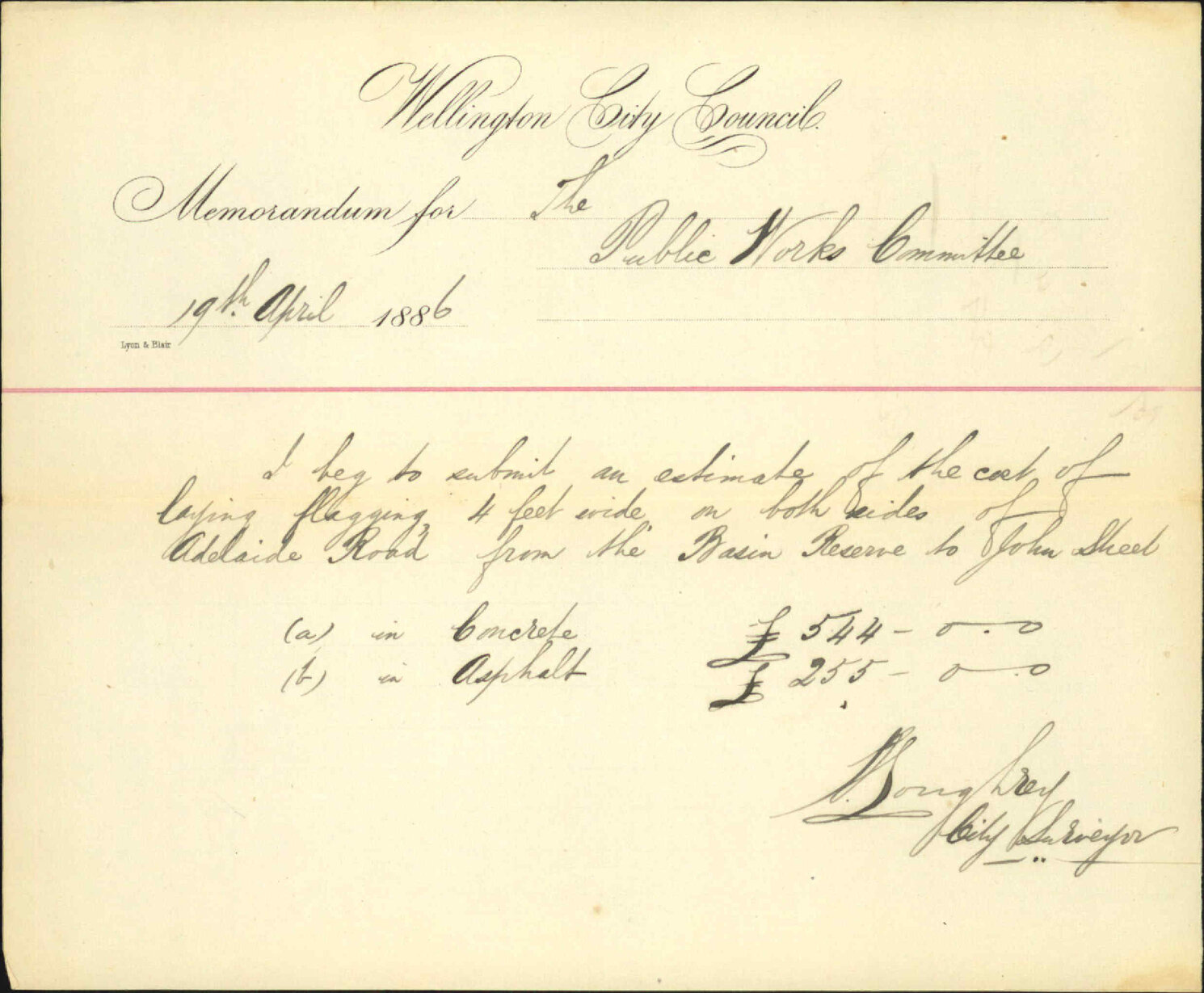 Estimate for flagging in Adelaide Road - City Surveyor