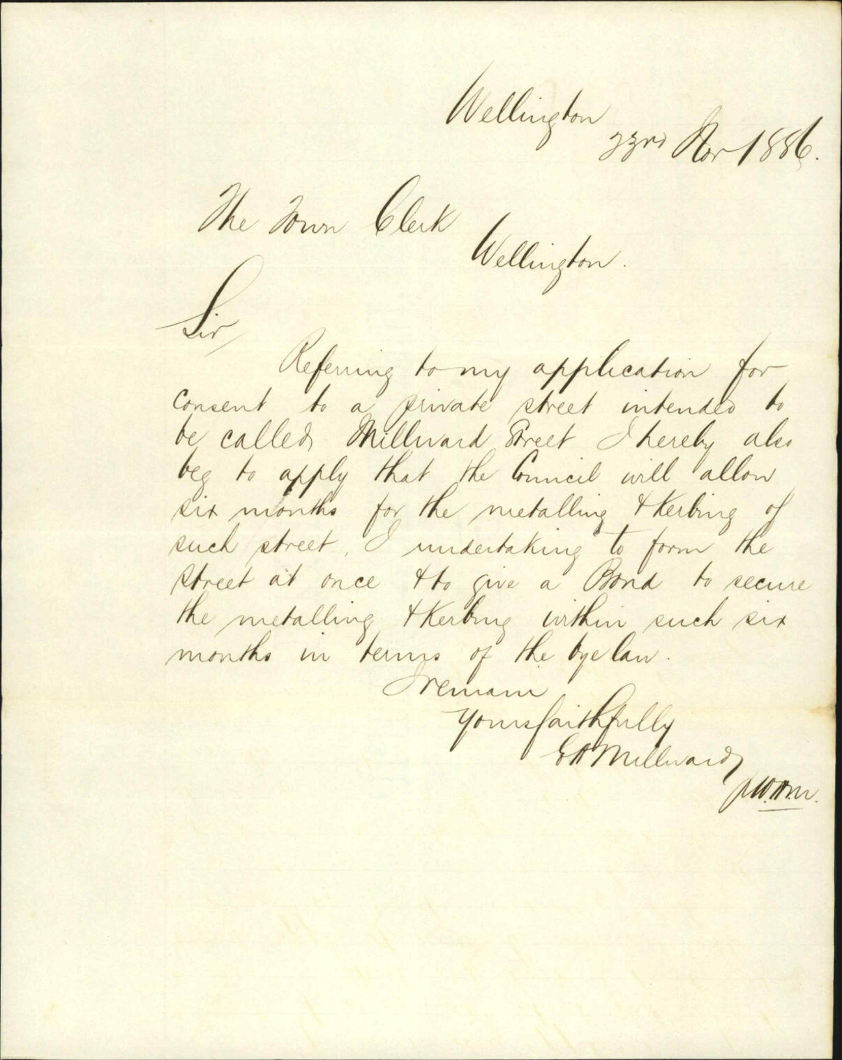 Further regarding proposed private street - E H Millward