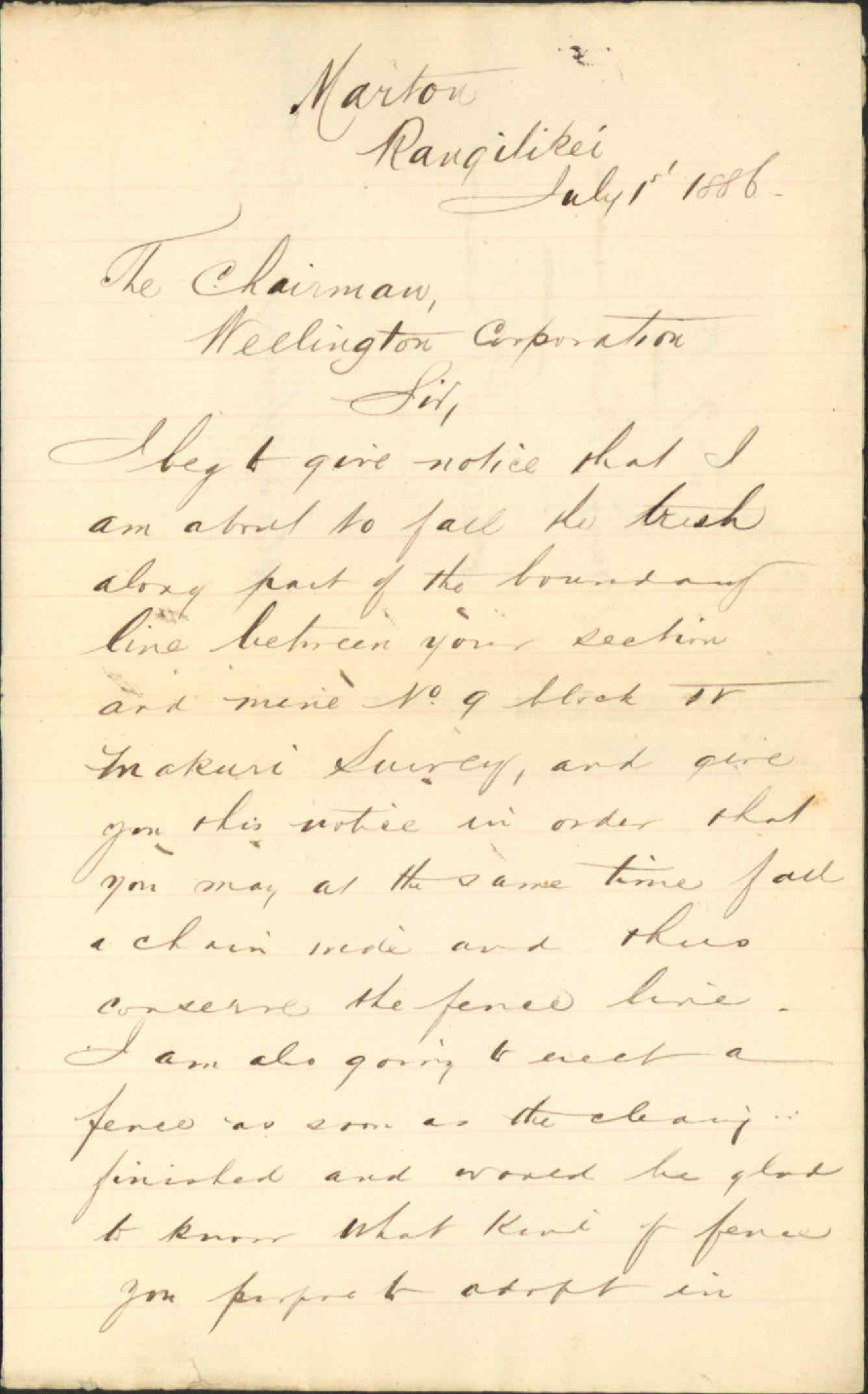 Notice to fence at Makuri - Edwin Mossman