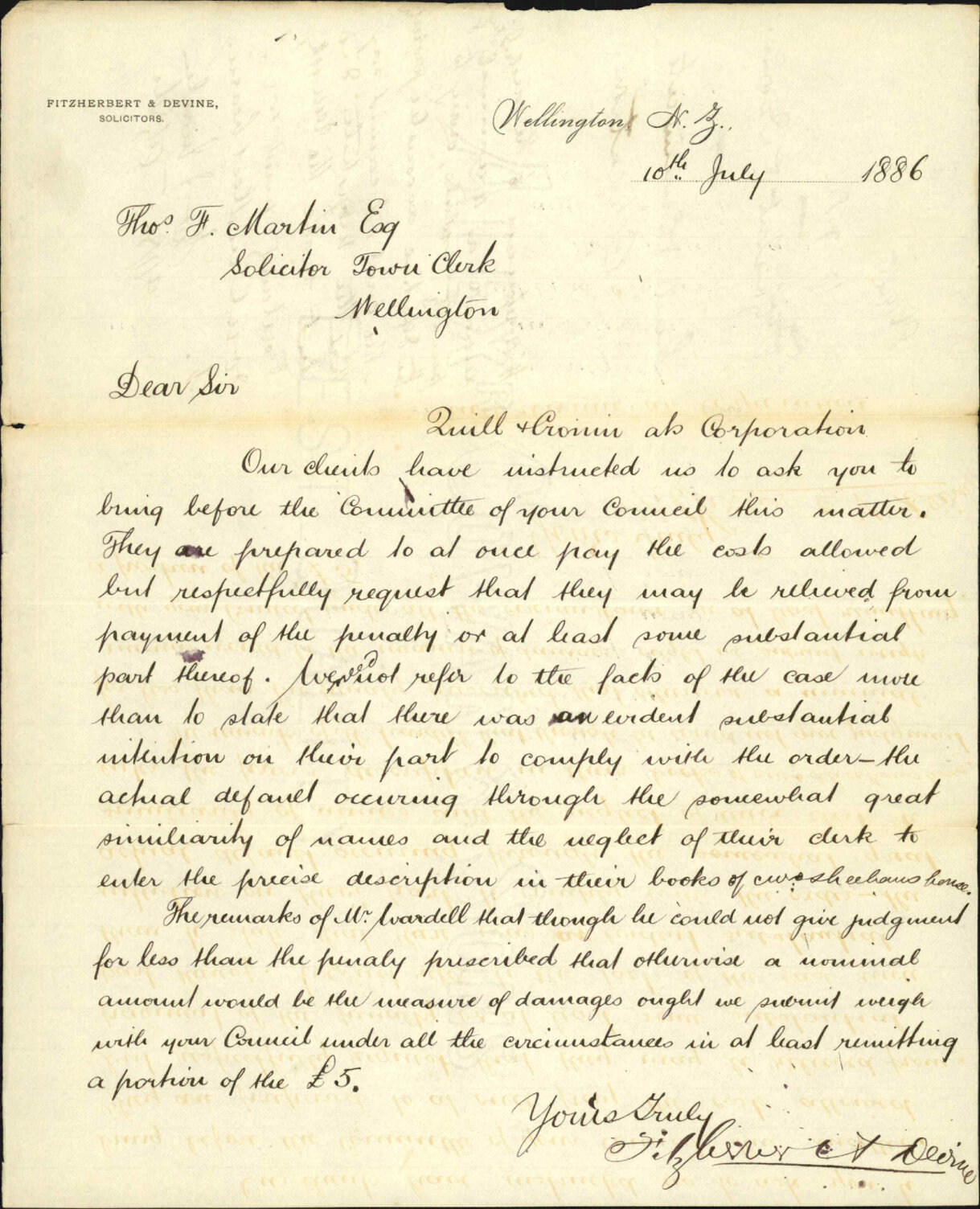 Quill and Cronin v Corporation - Fitzherbert and Devine