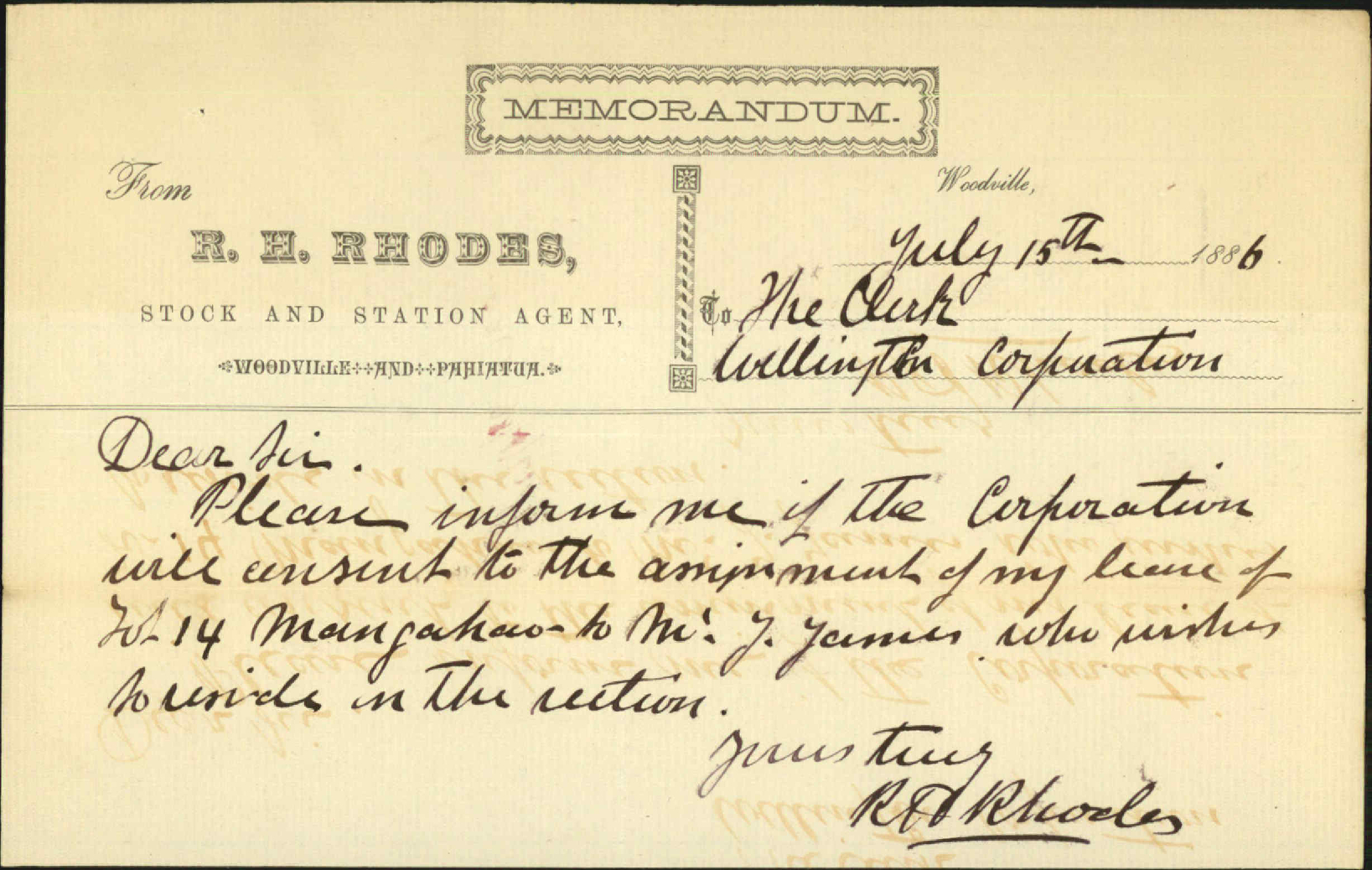 Further regarding Mangahao Lease - R H Rhodes