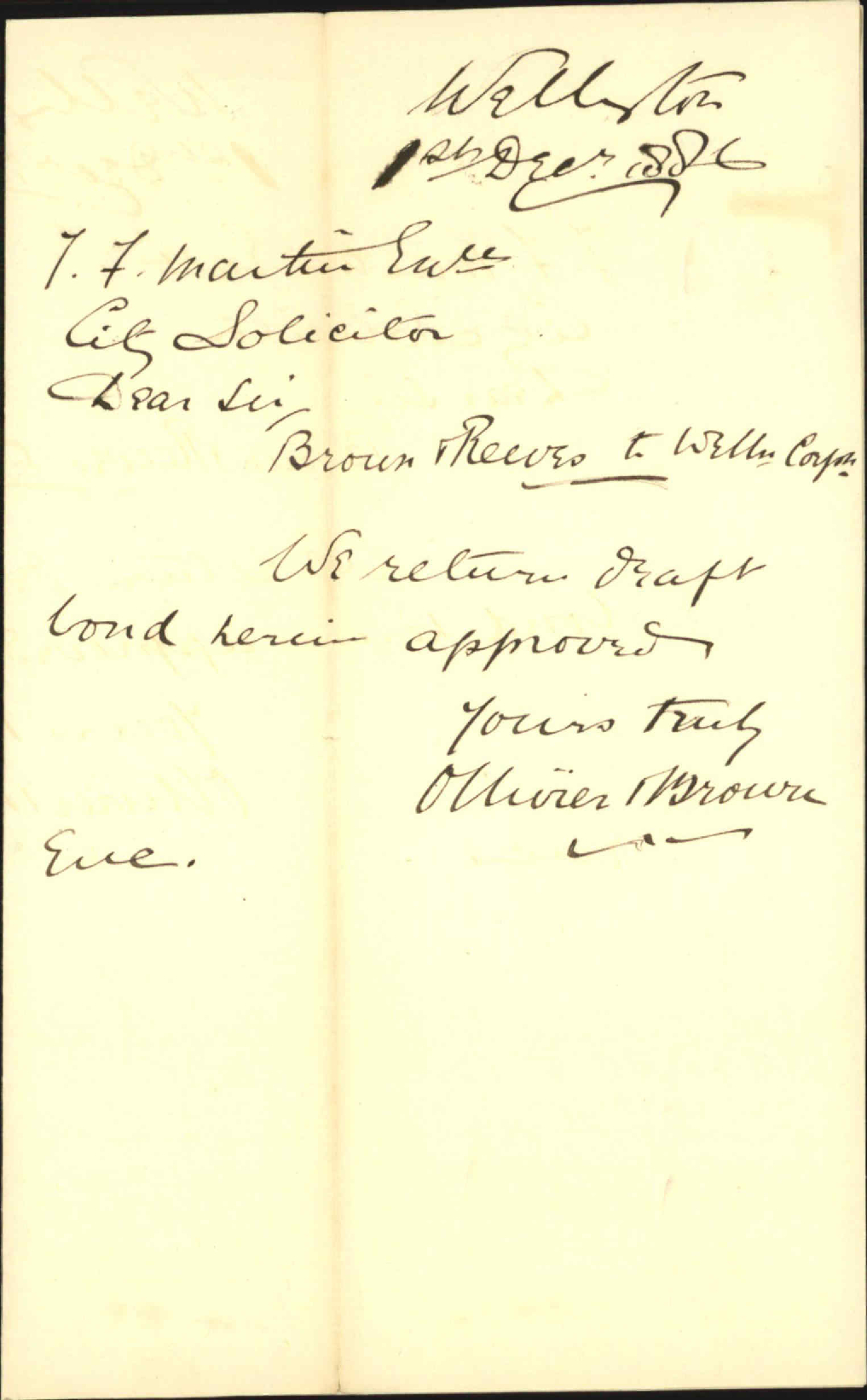 Brown and Reeves to the Corporation - Ollivier and Brown