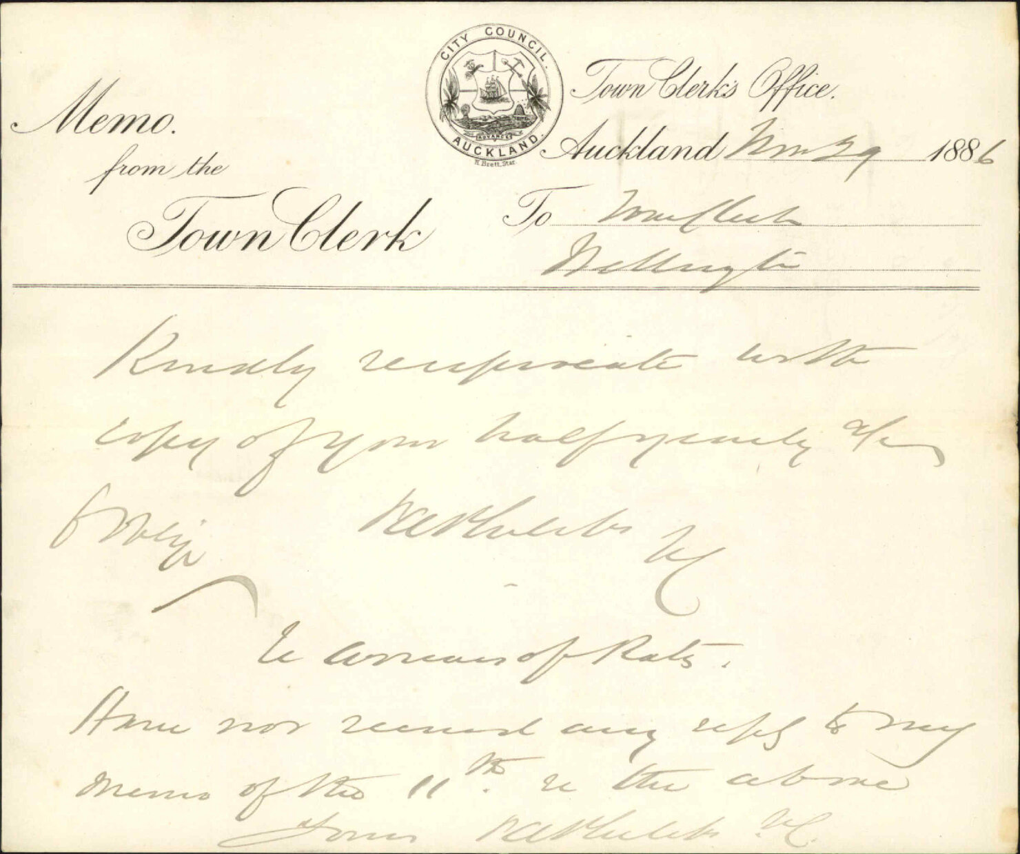 Asking for statement of accounts - Town Clerks, Auckland