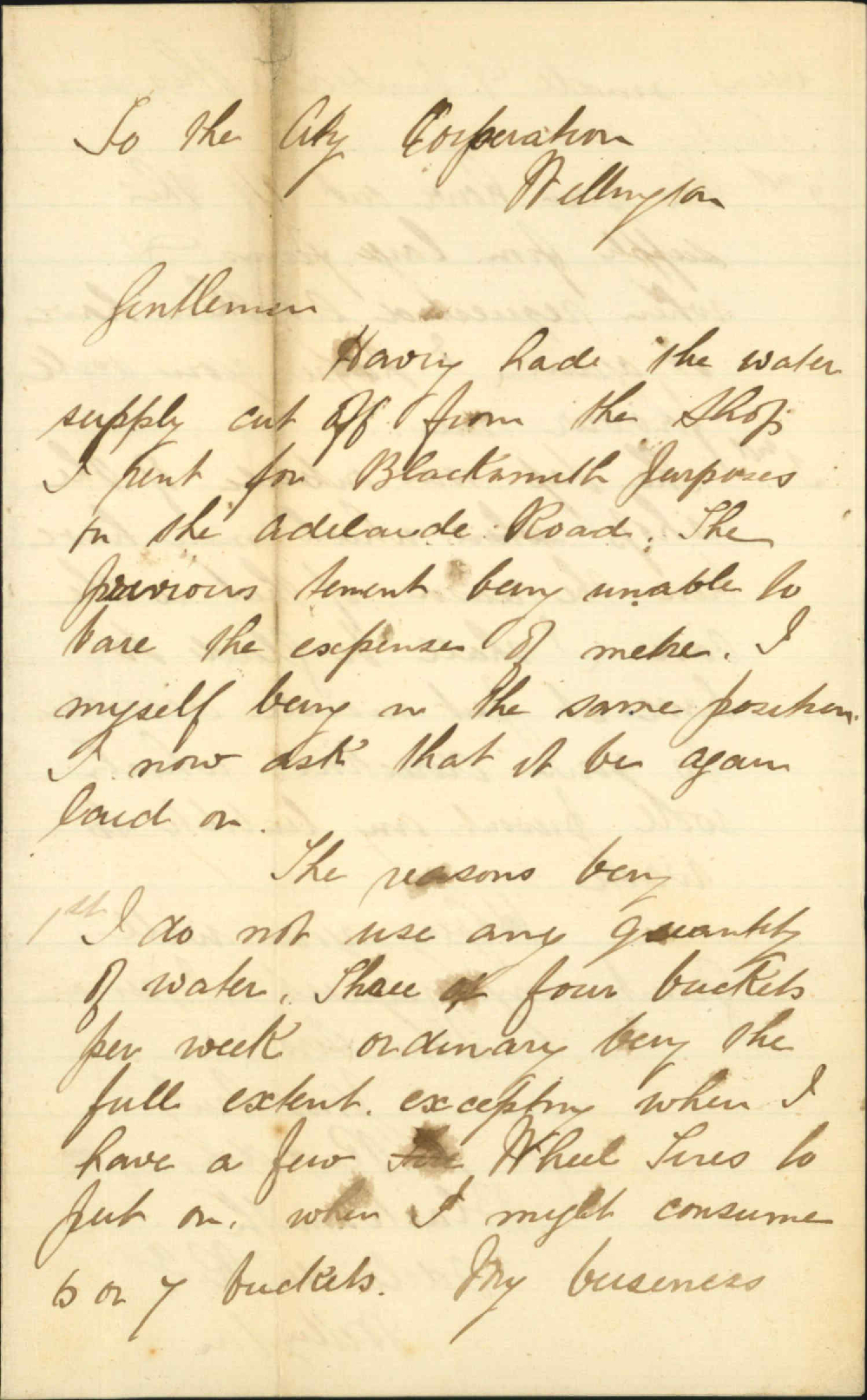 Water supply to Smithy [Blacksmith] - G H Ridding