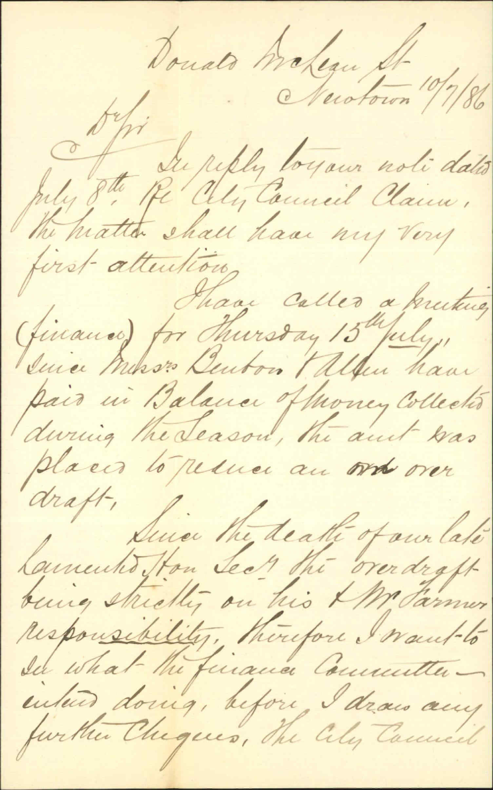 As to amount due to Corporation - Wellington Cricketers Association