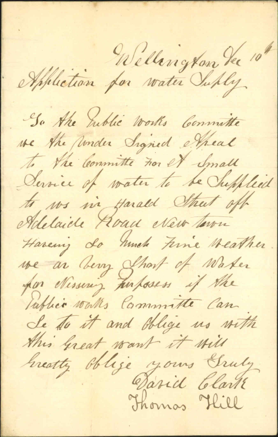 Water supply, Herald Street - D Hill and T Clark