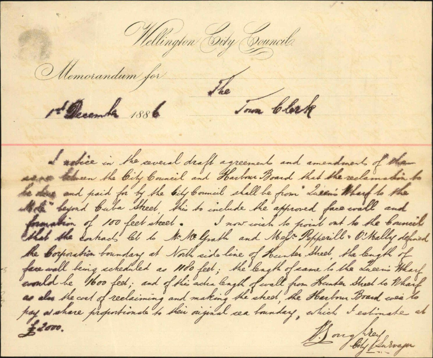Te Aro Reclamation (City Council and Harbour Board) - City Surveyor