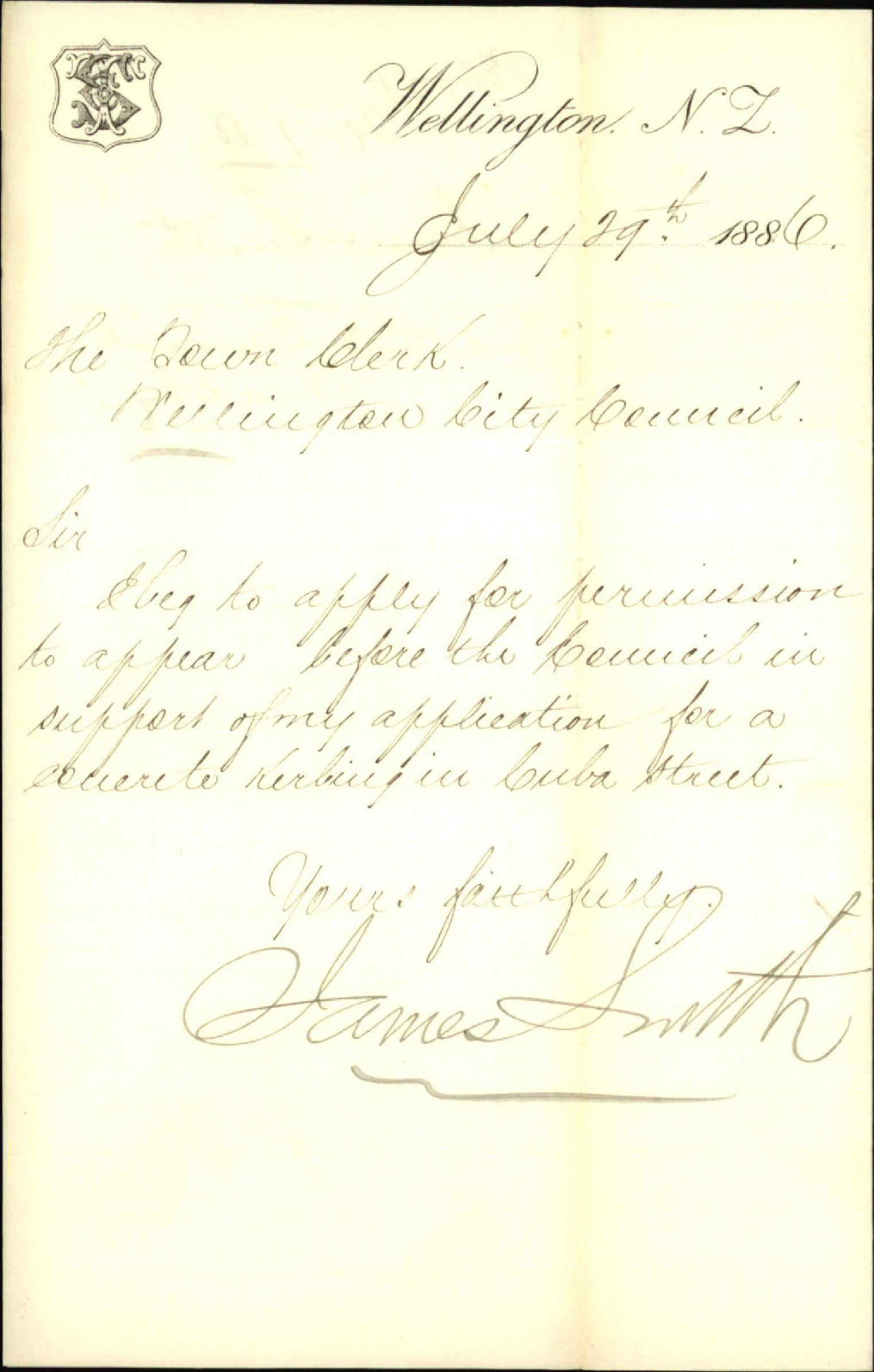 To attend council meeting - James Smith