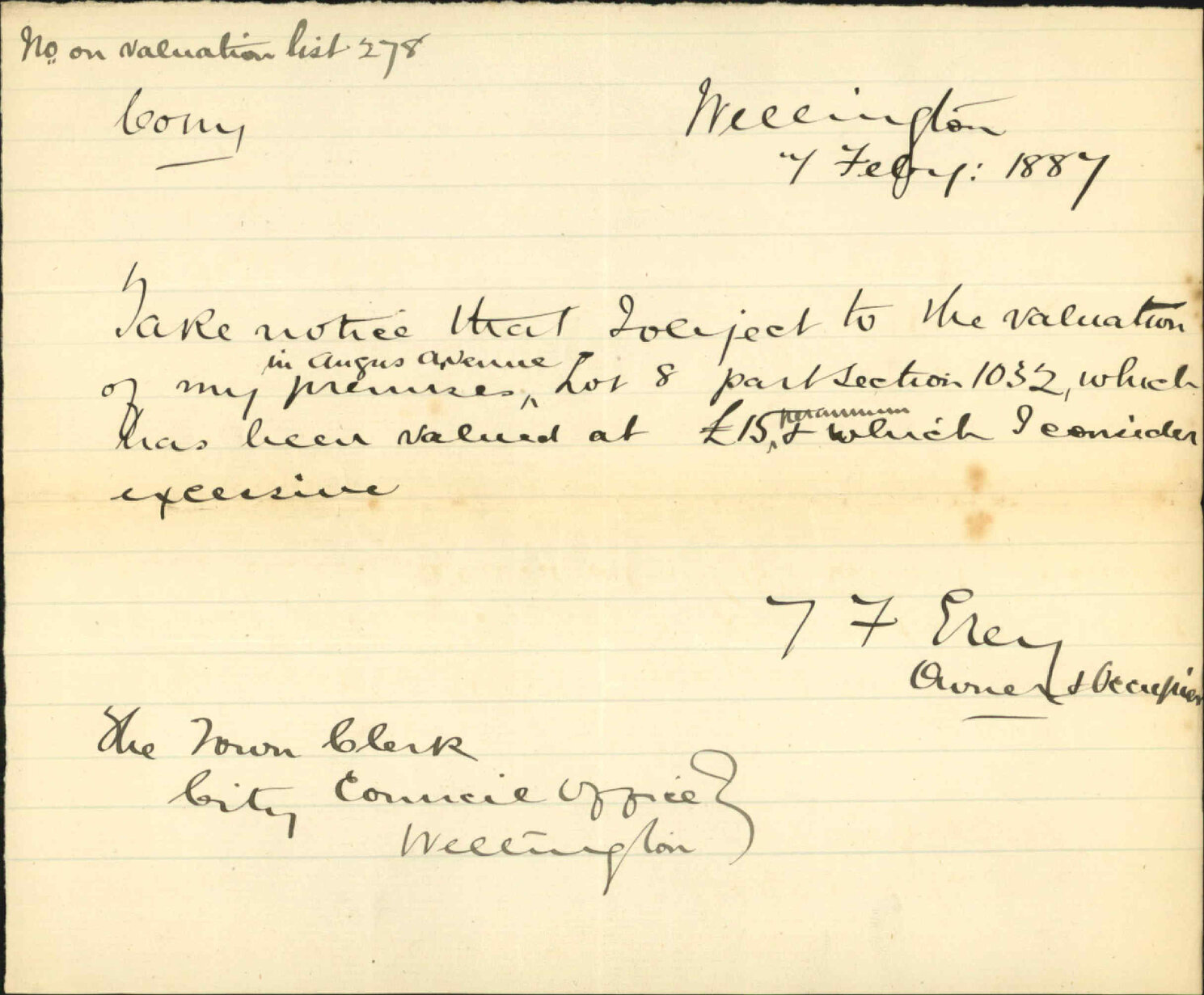 Objection to valuation list - T F Grey