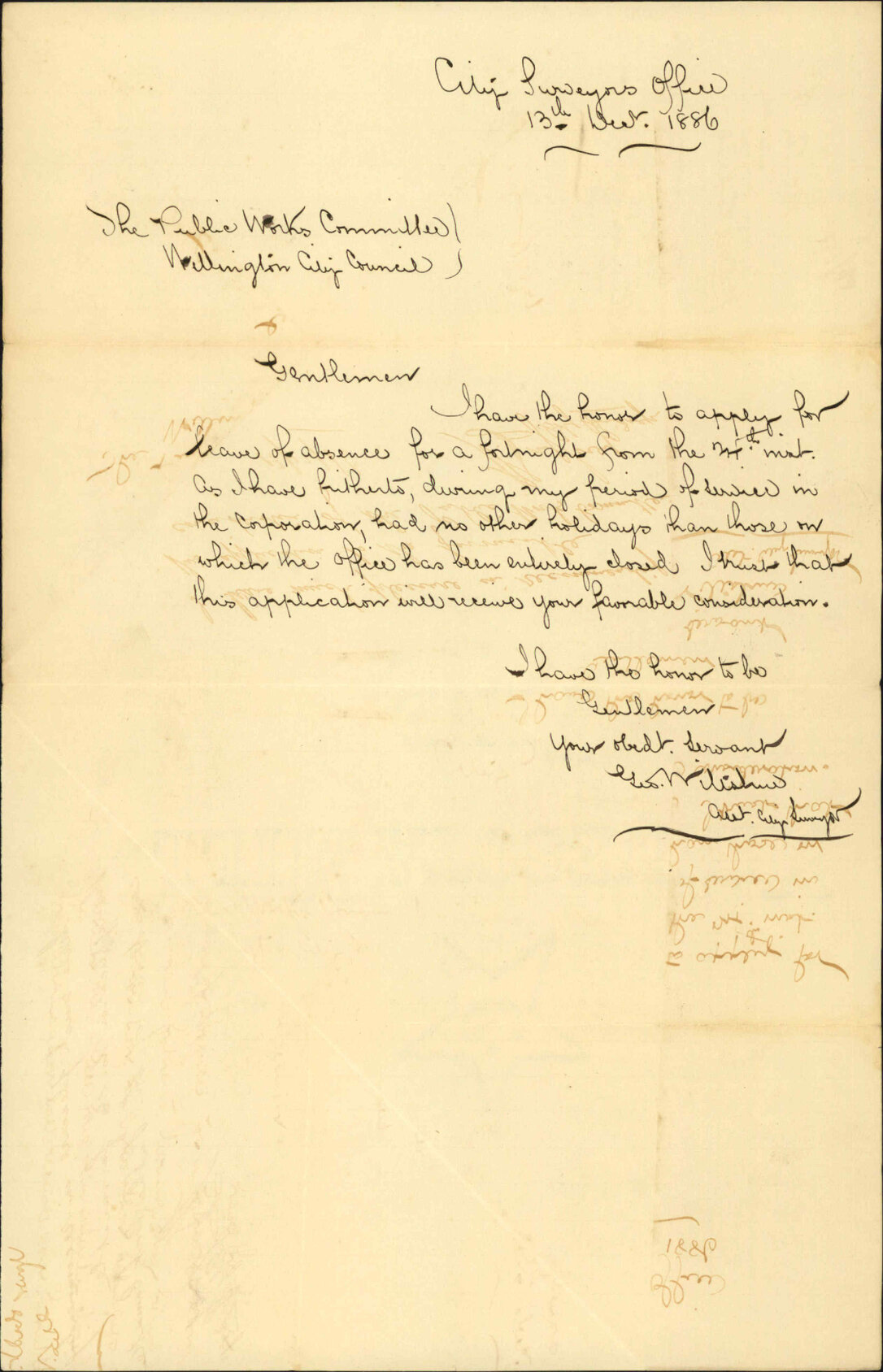 Application for leave of absence - George Wiltshire