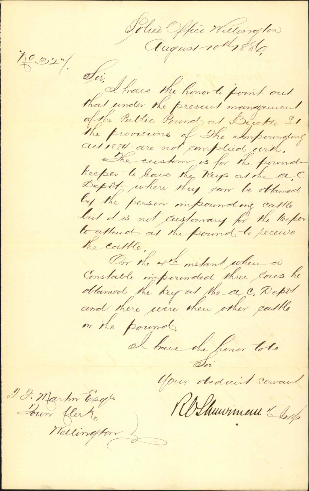 Management of the Mount Cook pound - Inspector of Police