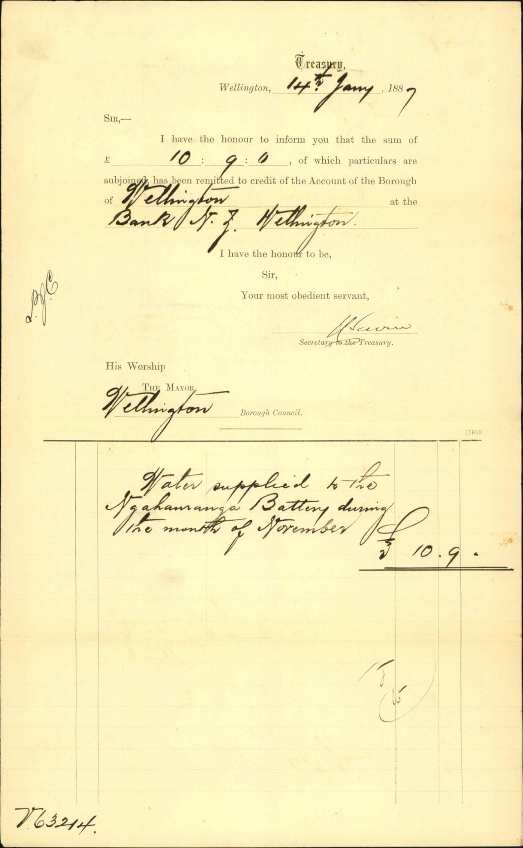 Advising repayment of accounts - Treasury