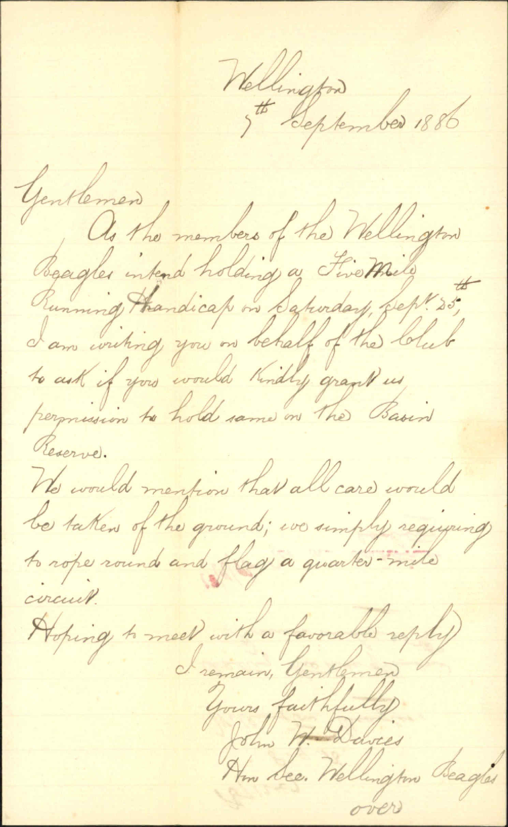 Asking the use of Basin Reserve on Sep 25th - Wellington Beagles