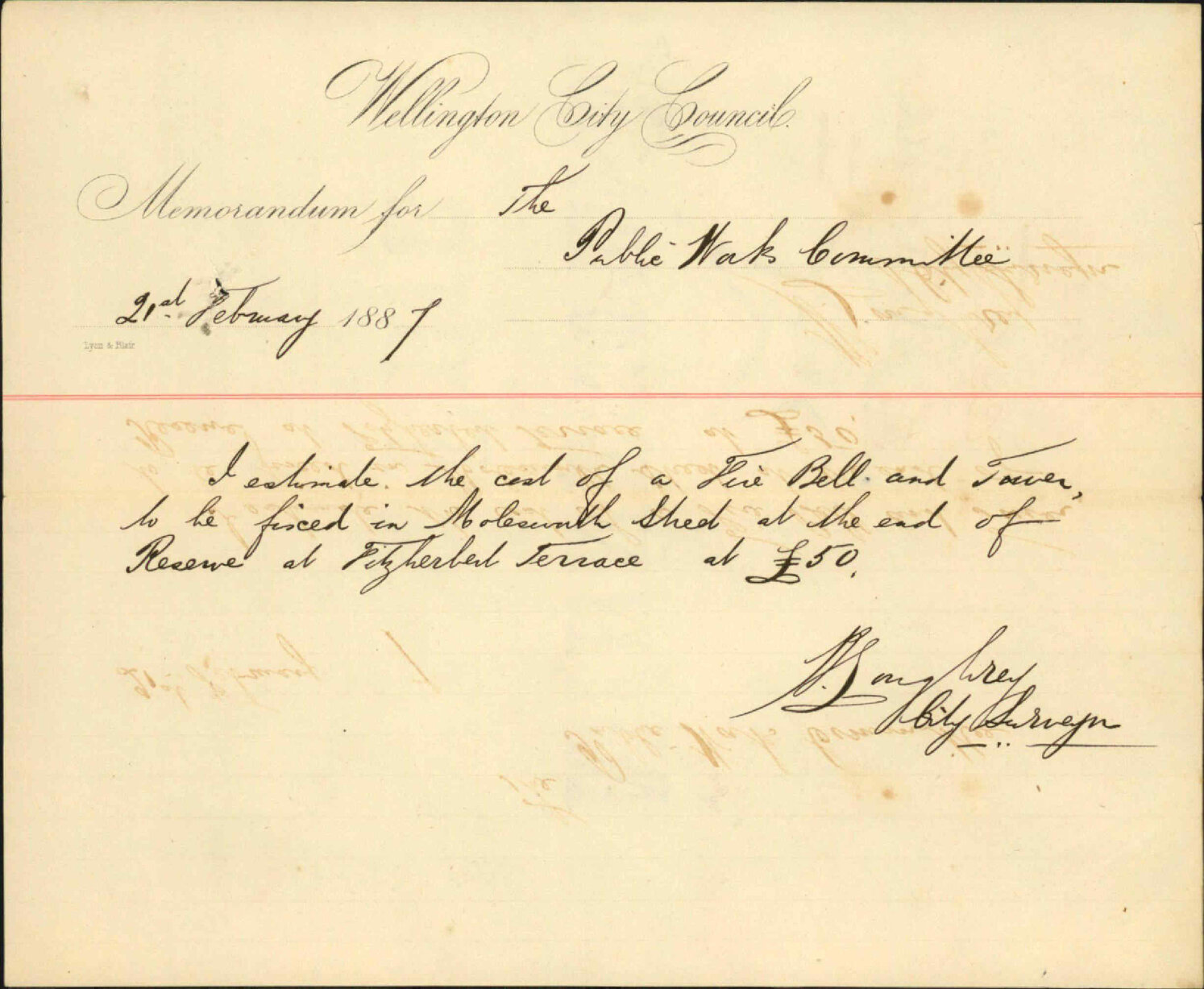 Fire bell, Fitzherbert Terrace - City Surveyor