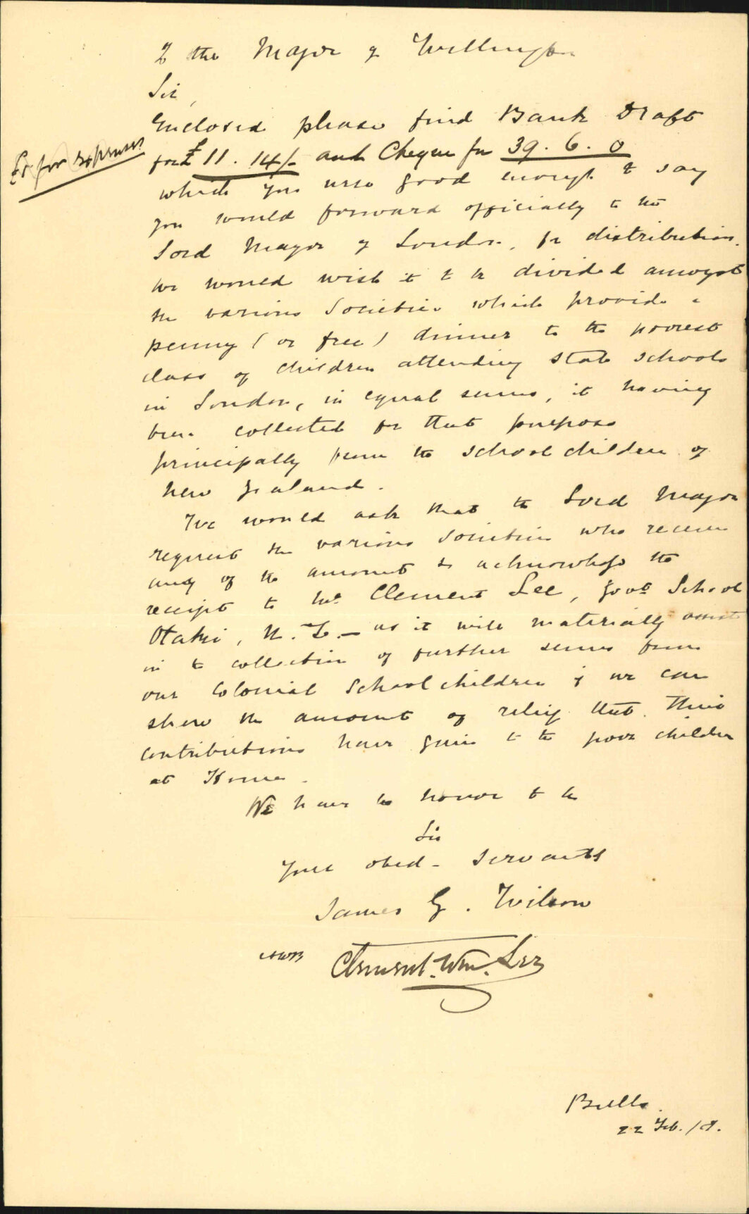 Draft for poor children in London - J G Watson and C W Lee, Bulls
