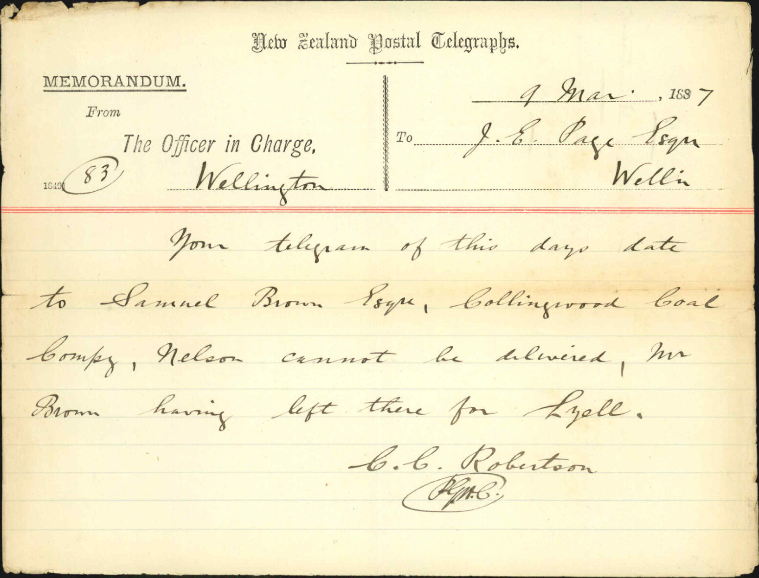 Could not deliver telegram to Mayor - Telegraph Department
