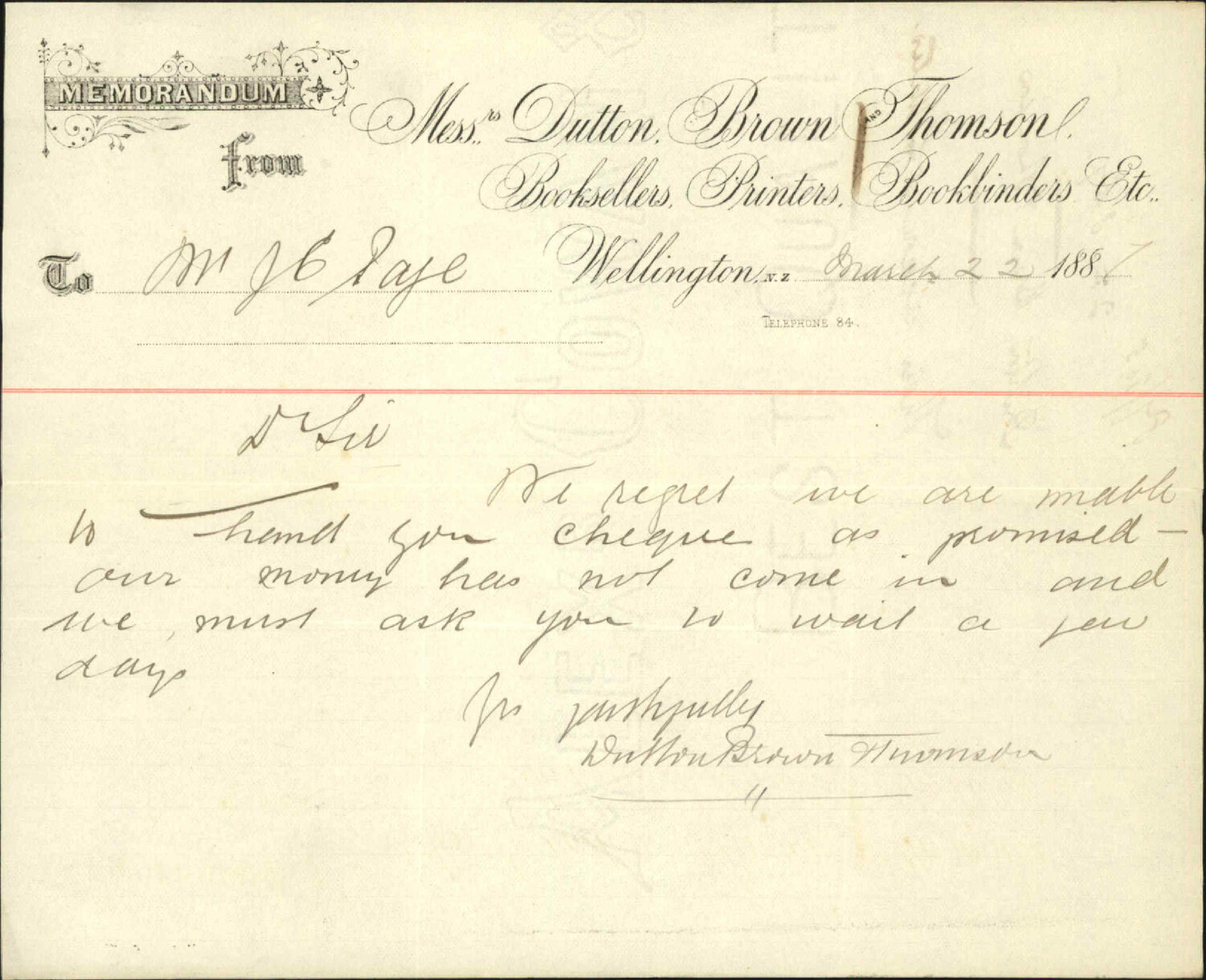 Their account for water - Dulton, Brown and Thompson