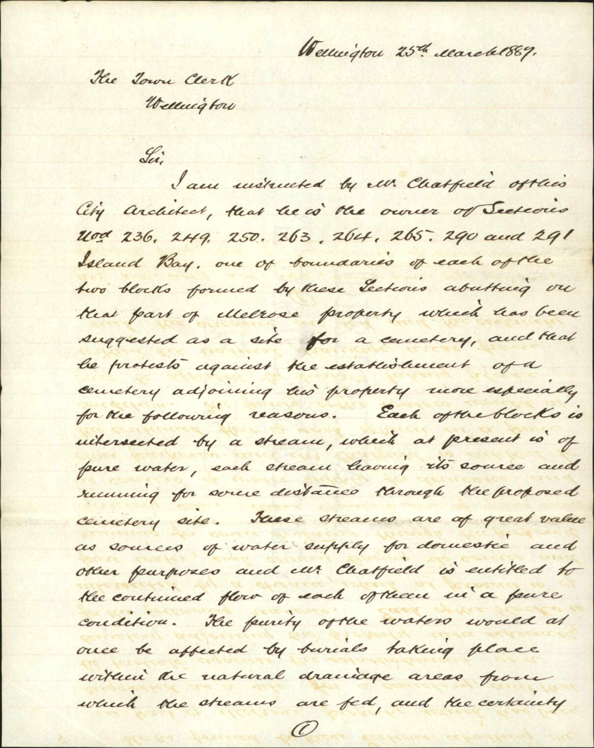 W C Chatfield and proposed cemetery - W T L Travers